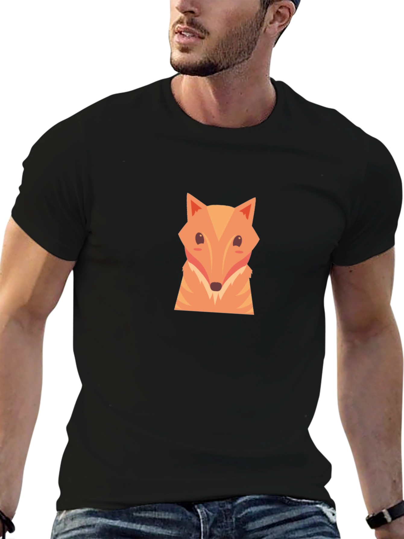 Fox Graphic Print Black T-Shirt