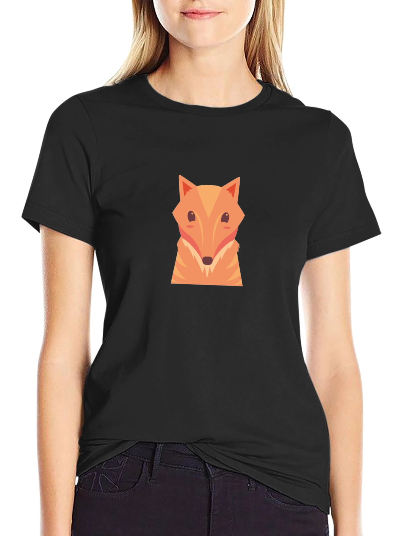 Fox Graphic Print Black T-Shirt
