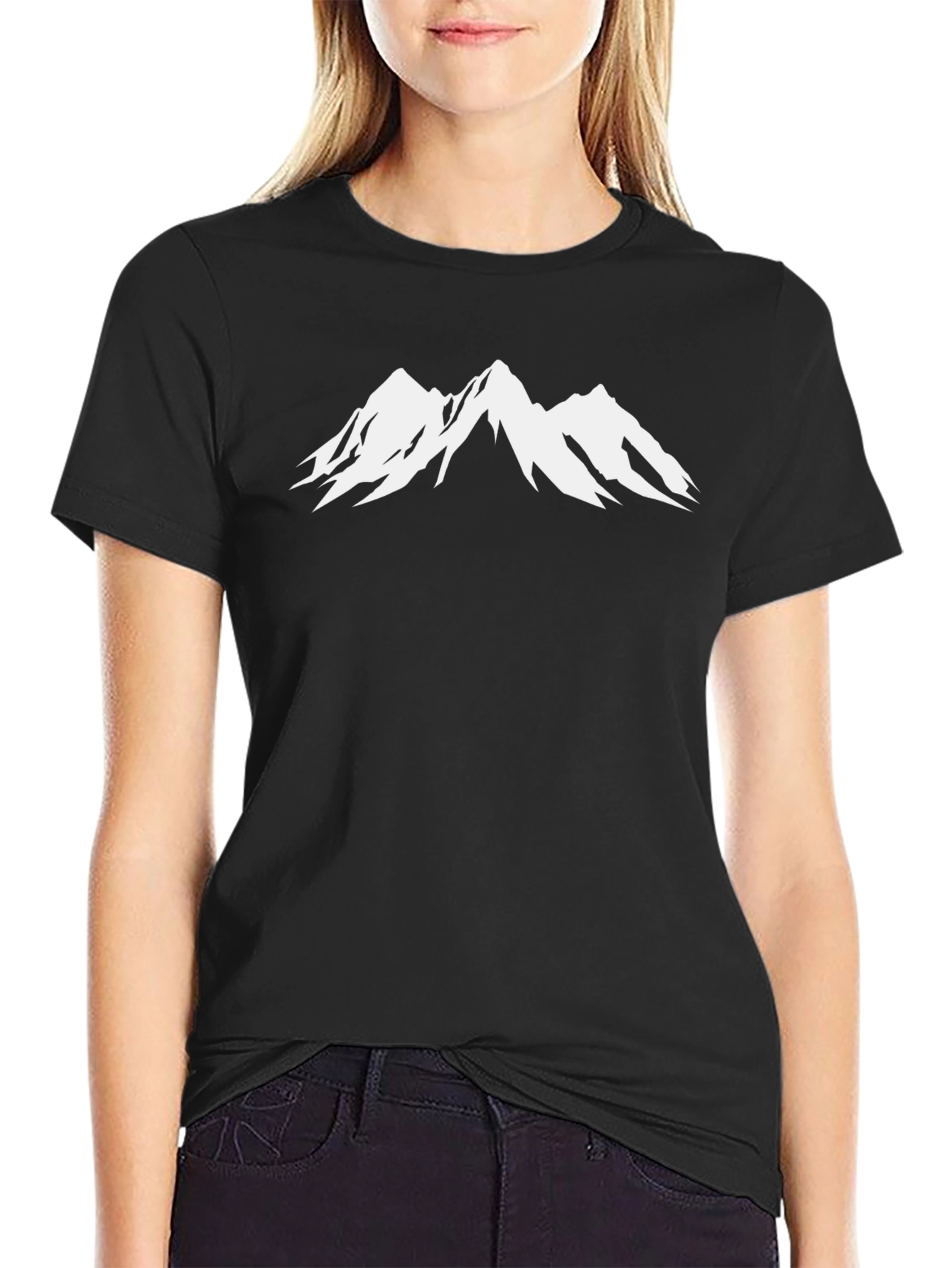 Mountain Peak Graphic Tee - Black Cotton T-Shirt