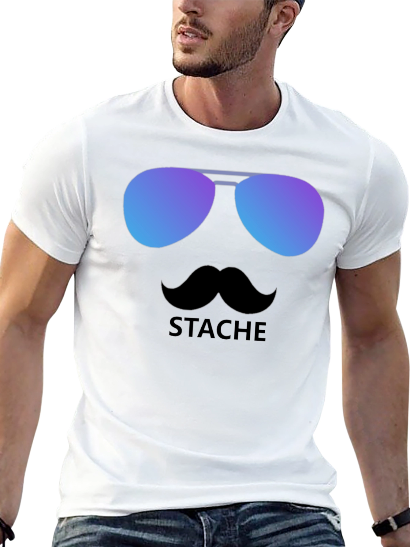 Cool Stache T-Shirt - Sunglasses & Moustache Graphic Tee
