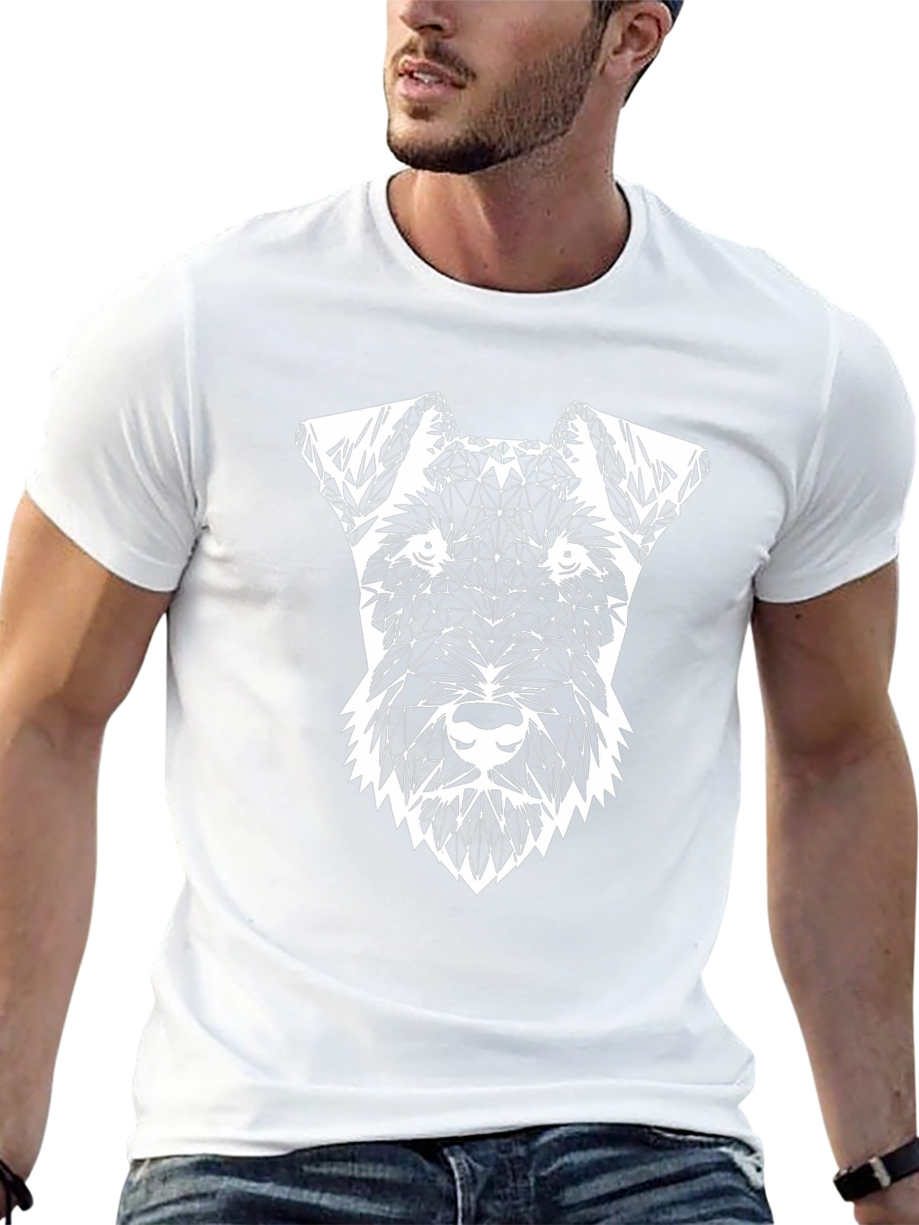 Geometric Dog Tee - Modern Black Graphic T-Shirt