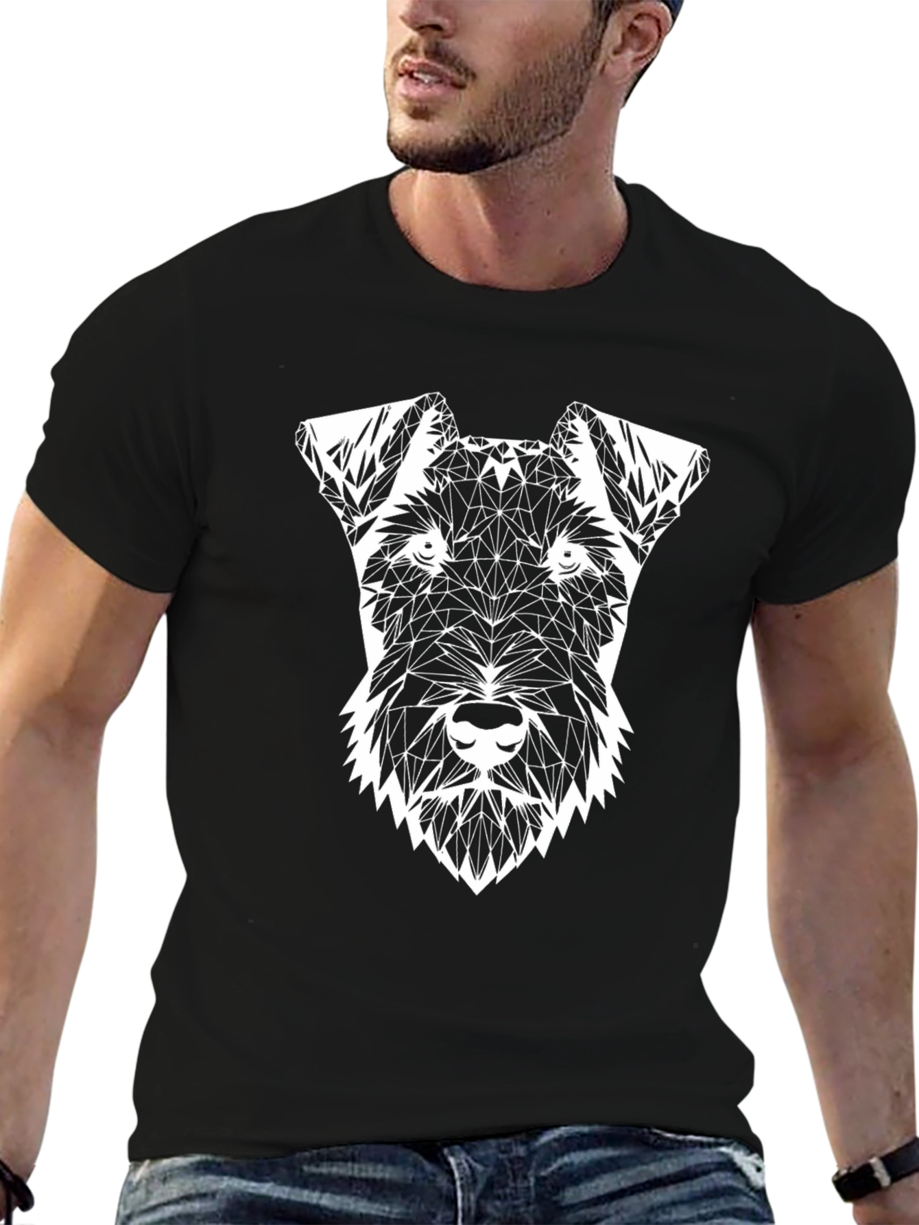 Geometric Dog Tee - Modern Black Graphic T-Shirt