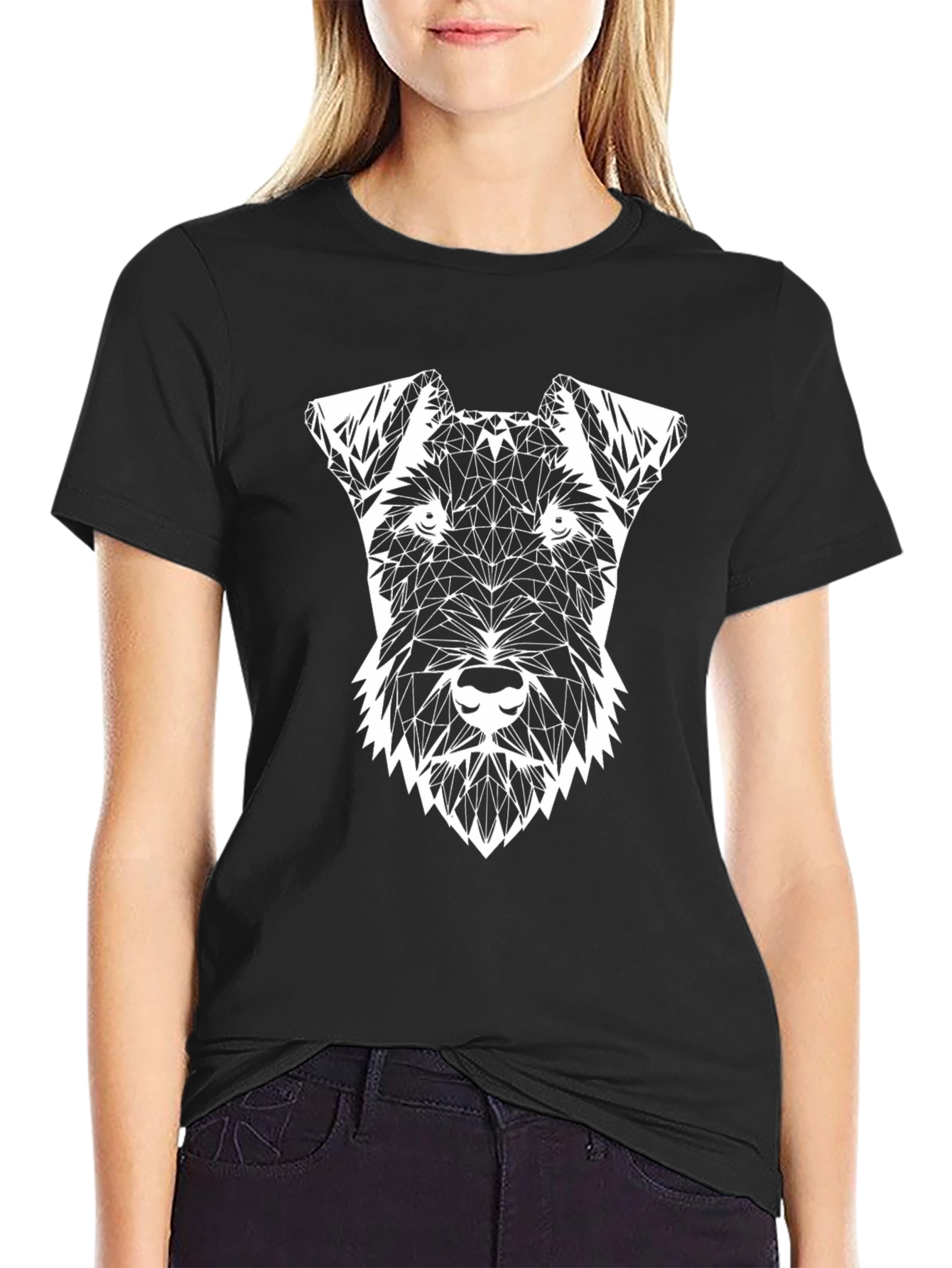 Geometric Dog Tee - Modern Black Graphic T-Shirt