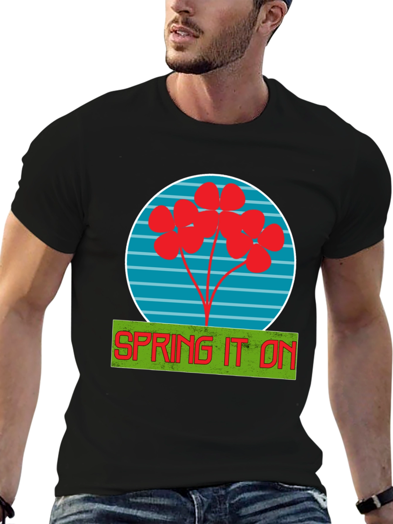 Spring It On Graphic Tee - Soft Black Cotton
