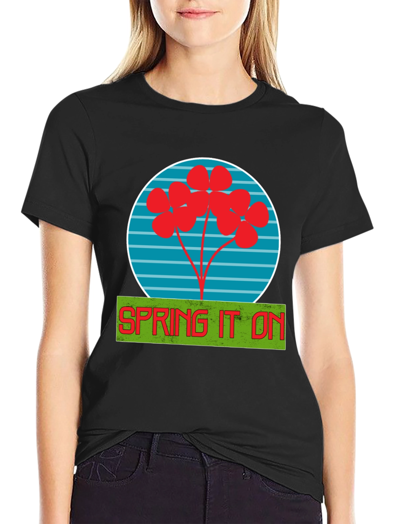 Spring It On Graphic Tee - Soft Black Cotton
