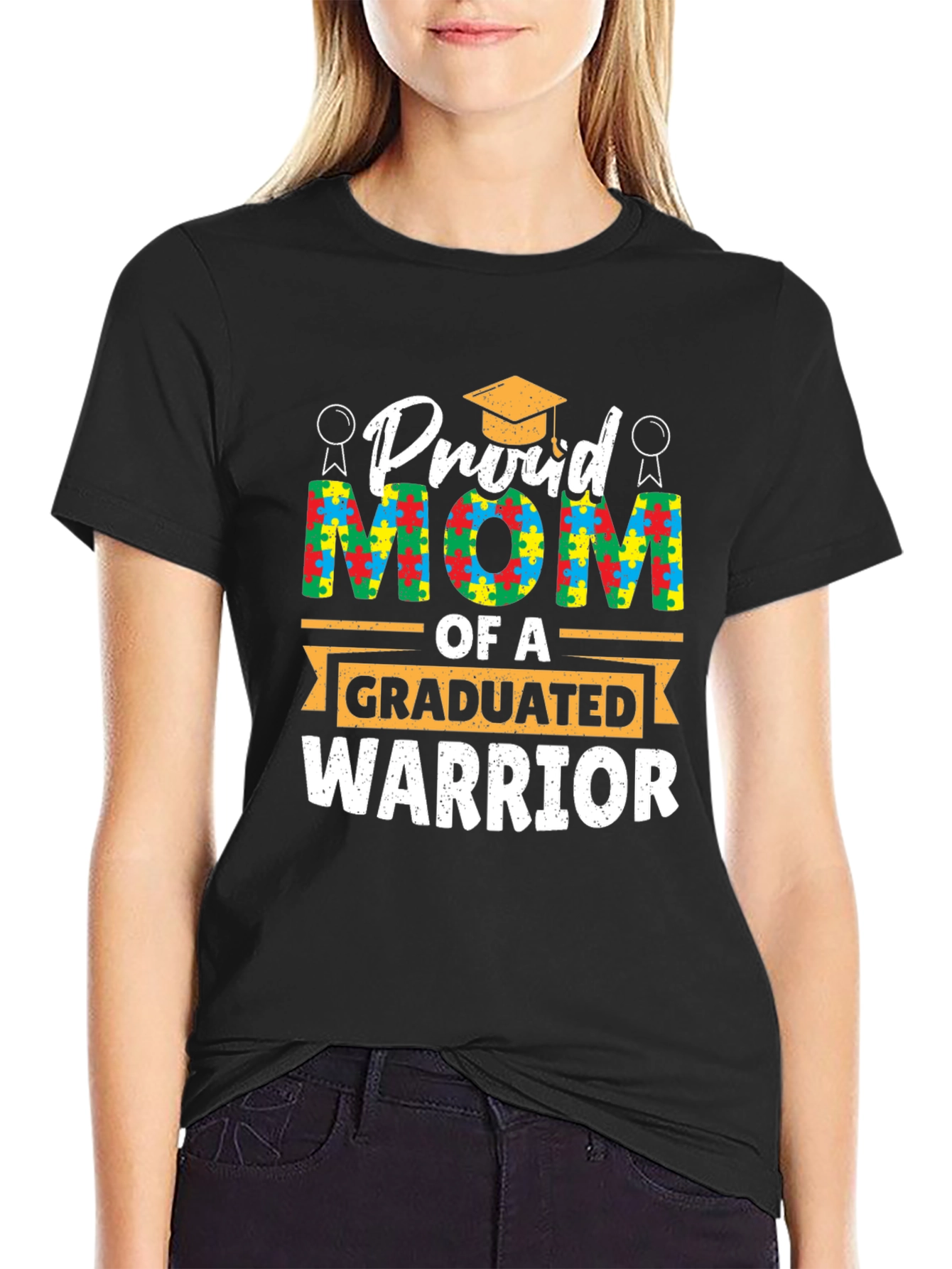 Proud Mom Autism Graduated Warrior T-Shirt