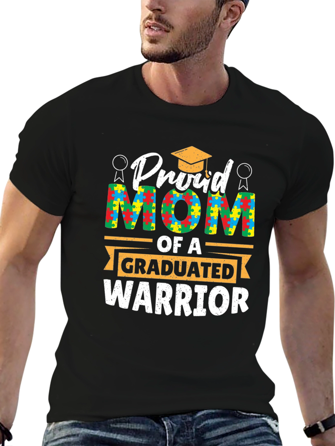 Proud Mom Autism Graduated Warrior T-Shirt