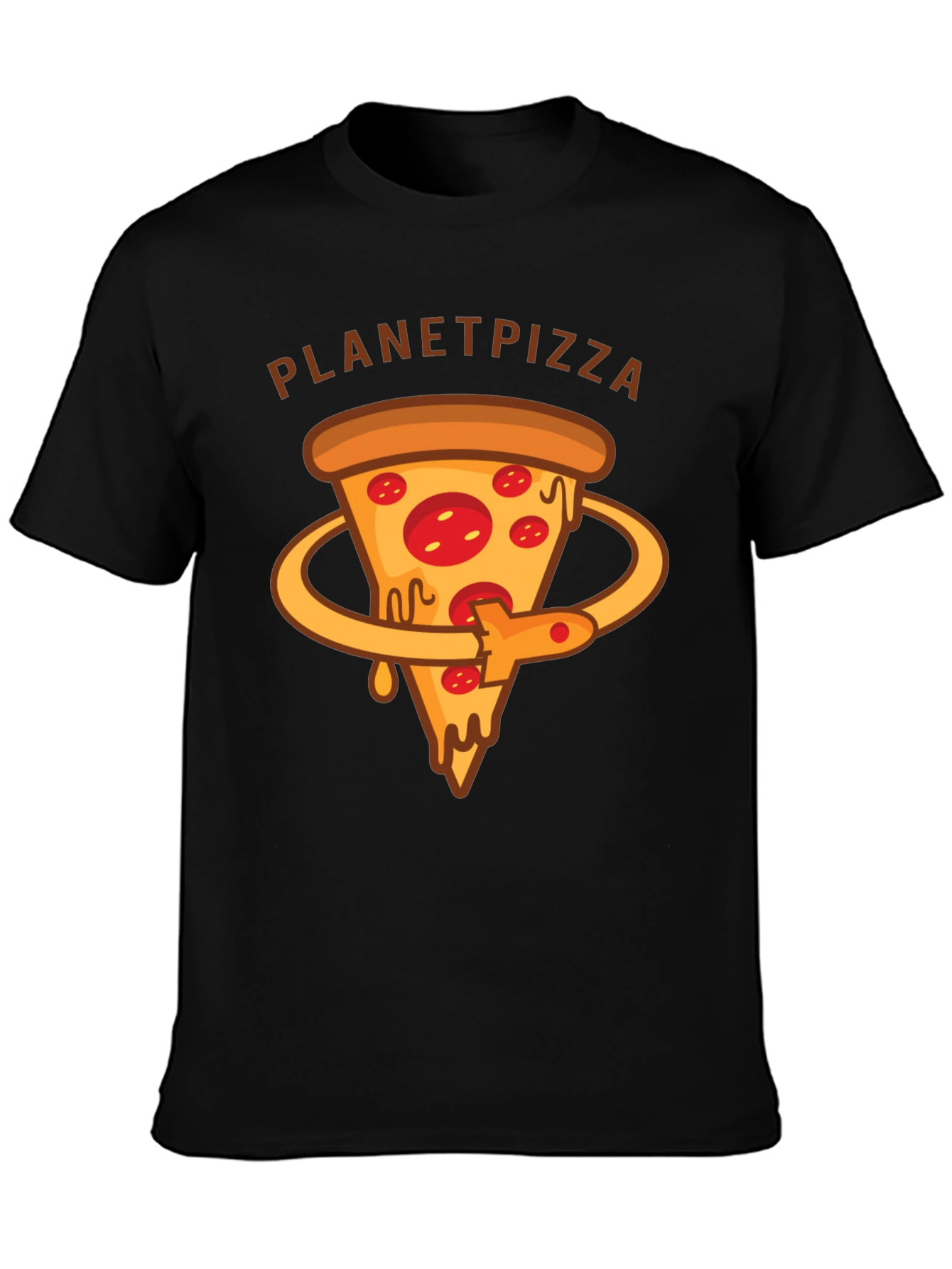 Planet Pizza Graphic T-Shirt - Casual Black Tee