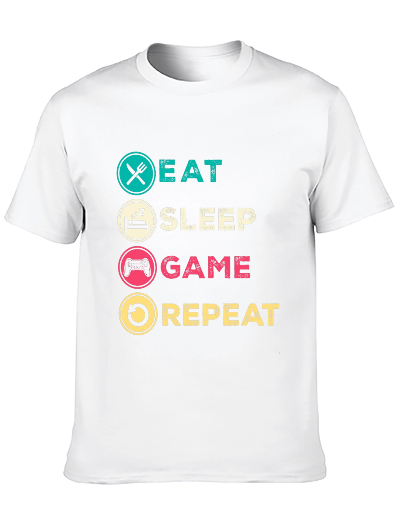 Eat Sleep Game Repeat Black Graphic T-Shirt
