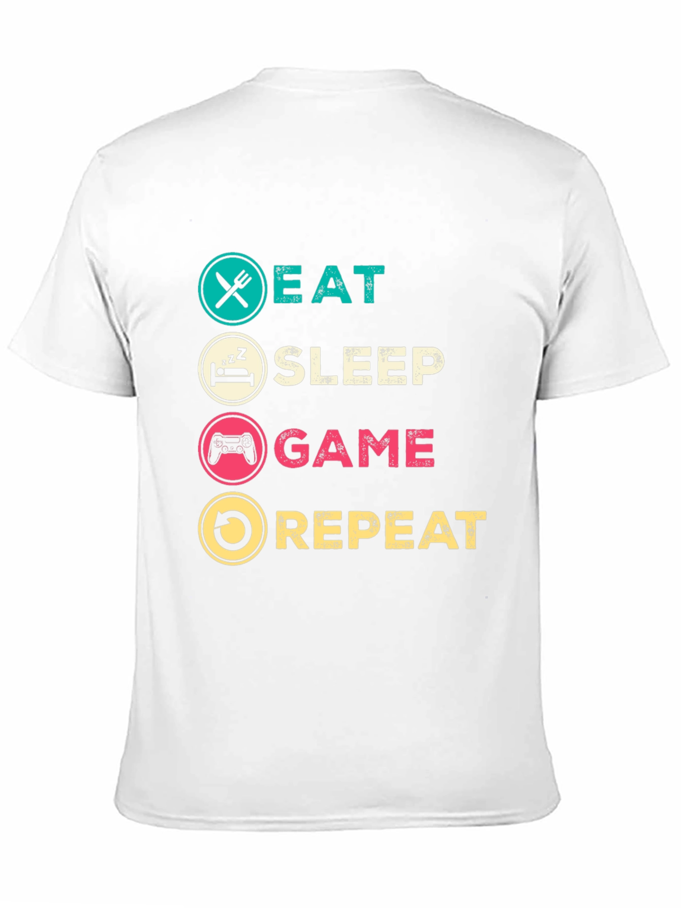 Eat Sleep Game Repeat Black Graphic T-Shirt