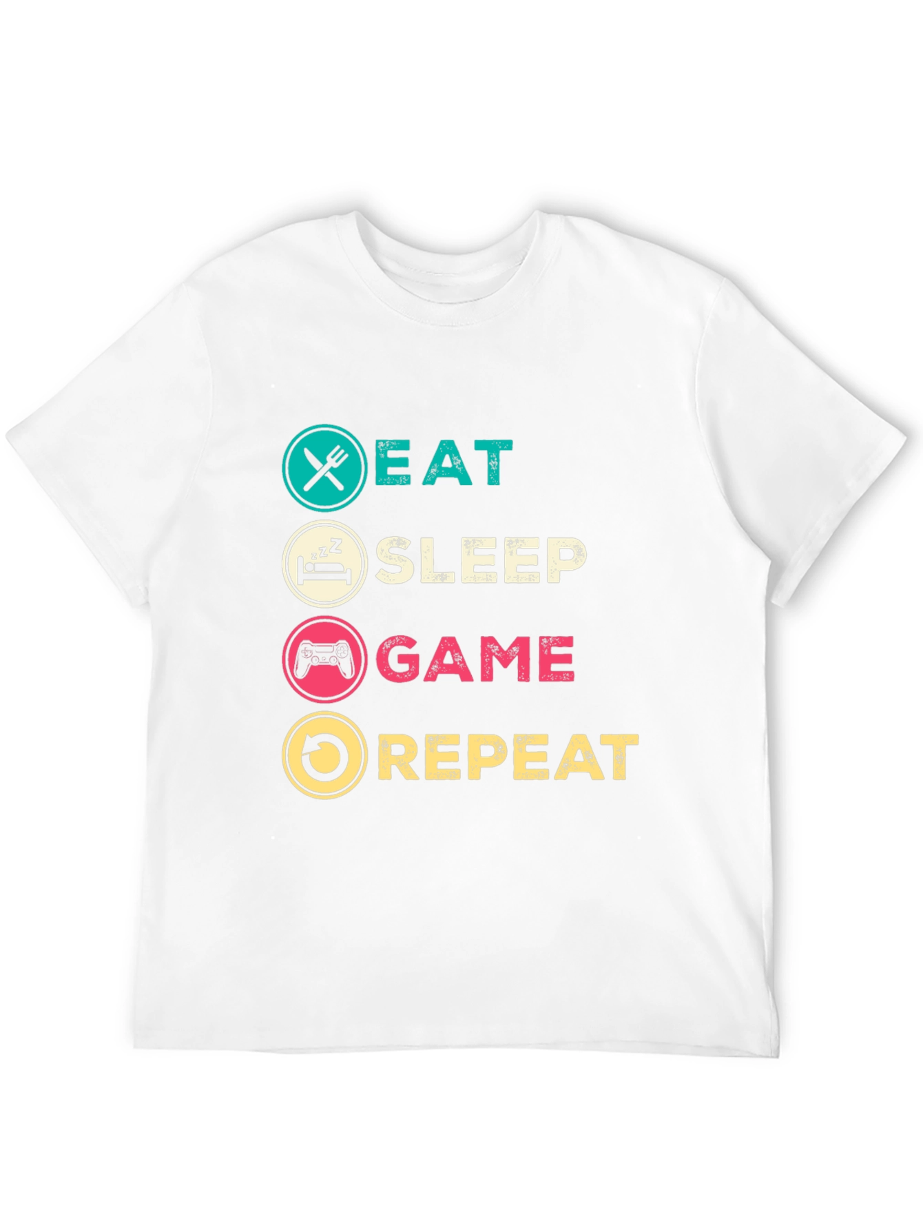 Eat Sleep Game Repeat Black Graphic T-Shirt