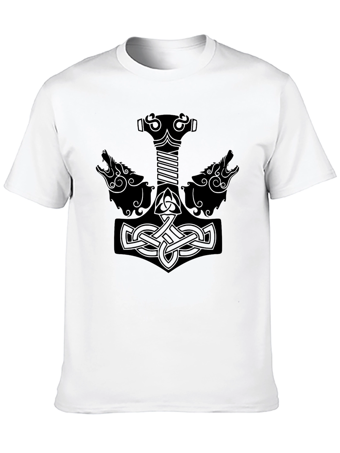 Norse Hammer Wolves Graphic T-Shirt