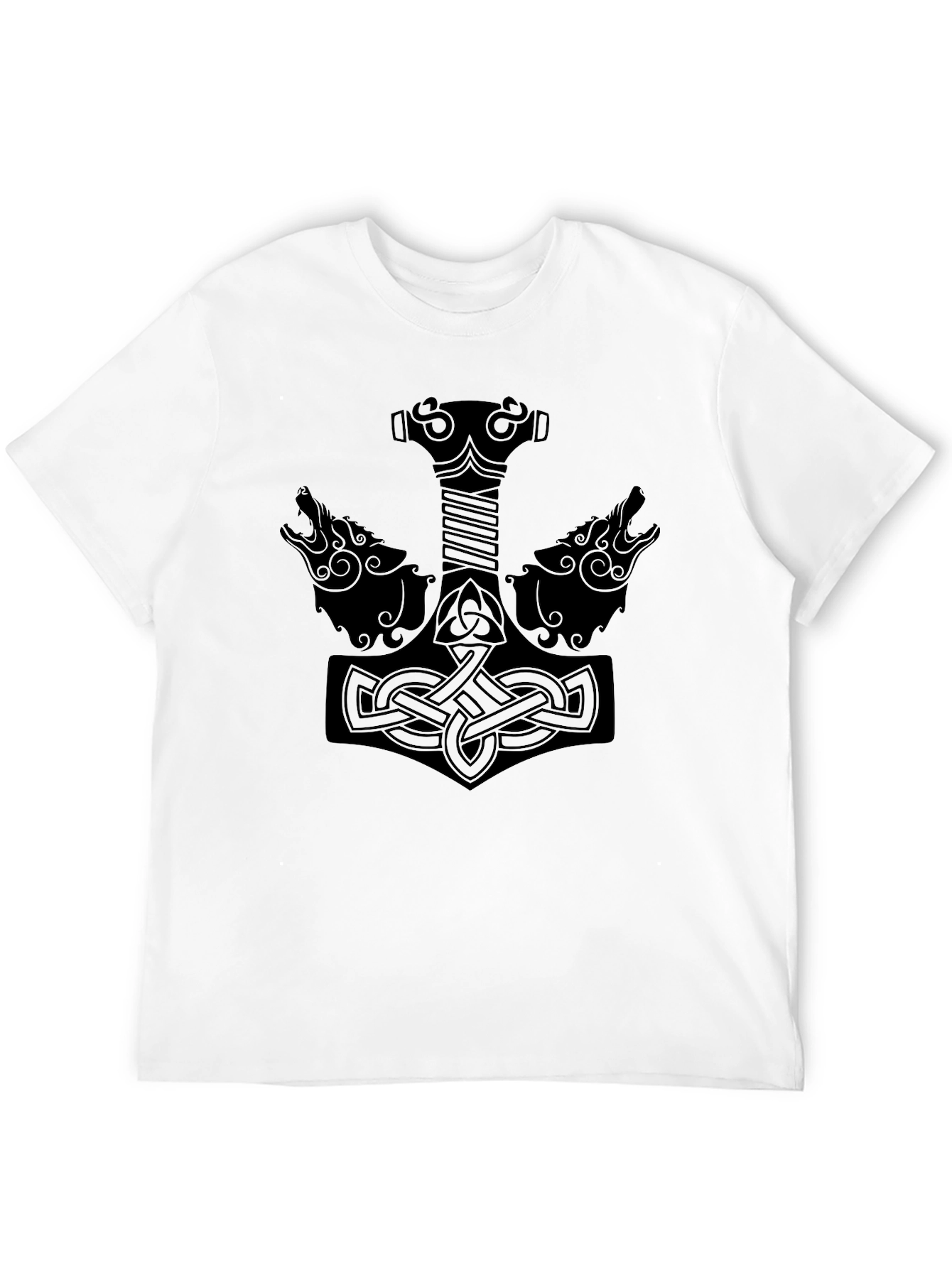 Norse Hammer Wolves Graphic T-Shirt