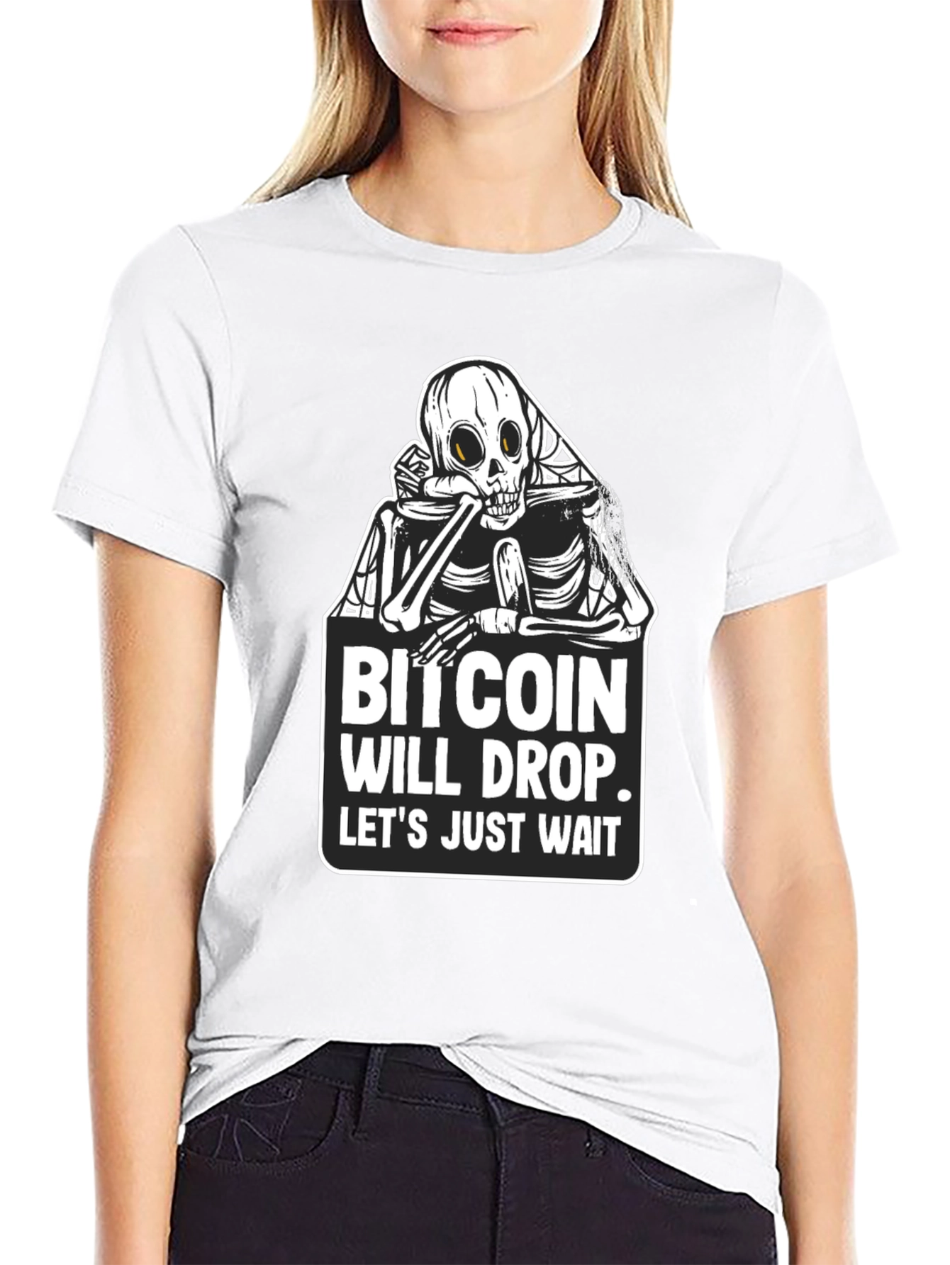 Bitcoin Will Drop T-Shirt - Funny Crypto Skeleton Tee