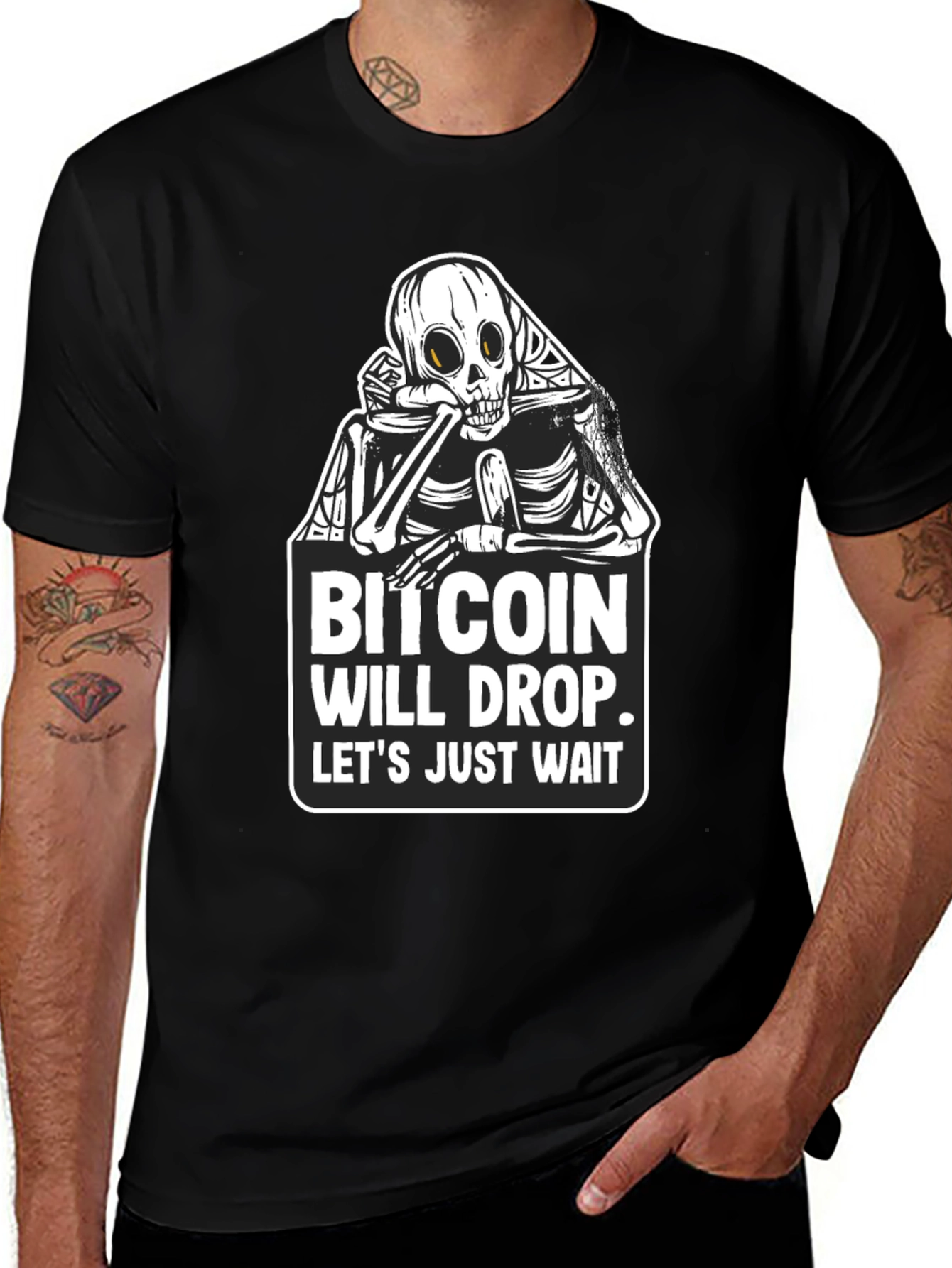 Bitcoin Will Drop T-Shirt - Funny Crypto Skeleton Tee