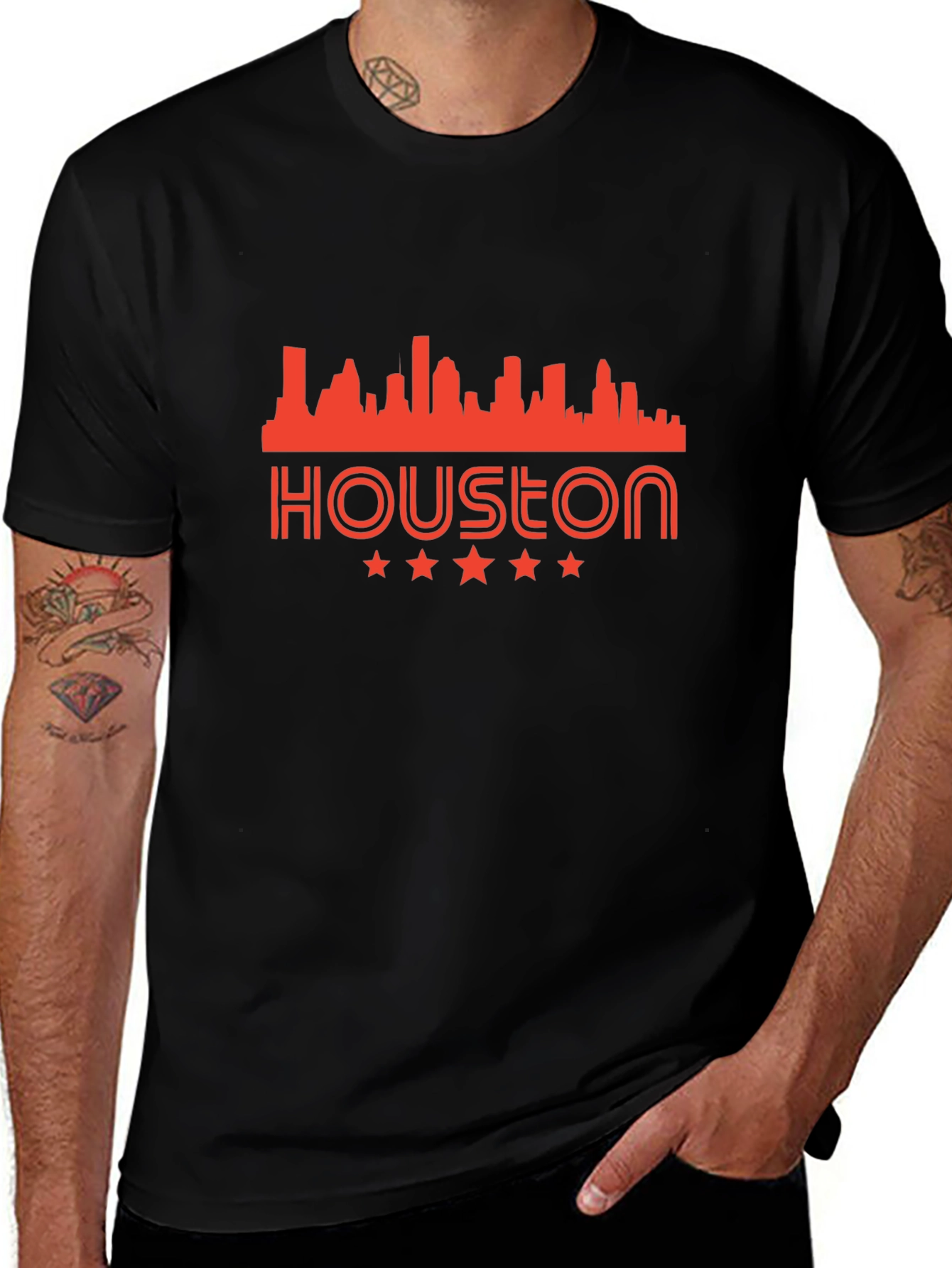 Houston Skyline Graphic Tee - Black Cotton Blend