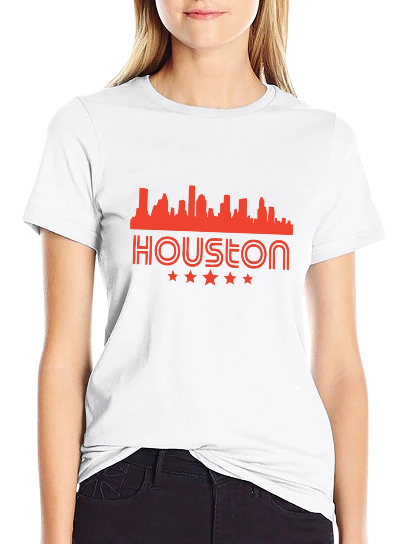 Houston Skyline Graphic Tee - Black Cotton Blend