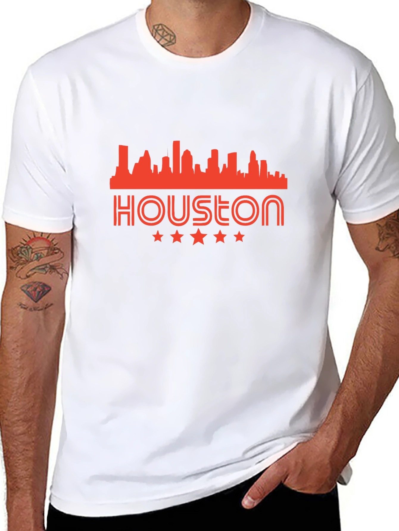 Houston Skyline Graphic Tee - Black Cotton Blend