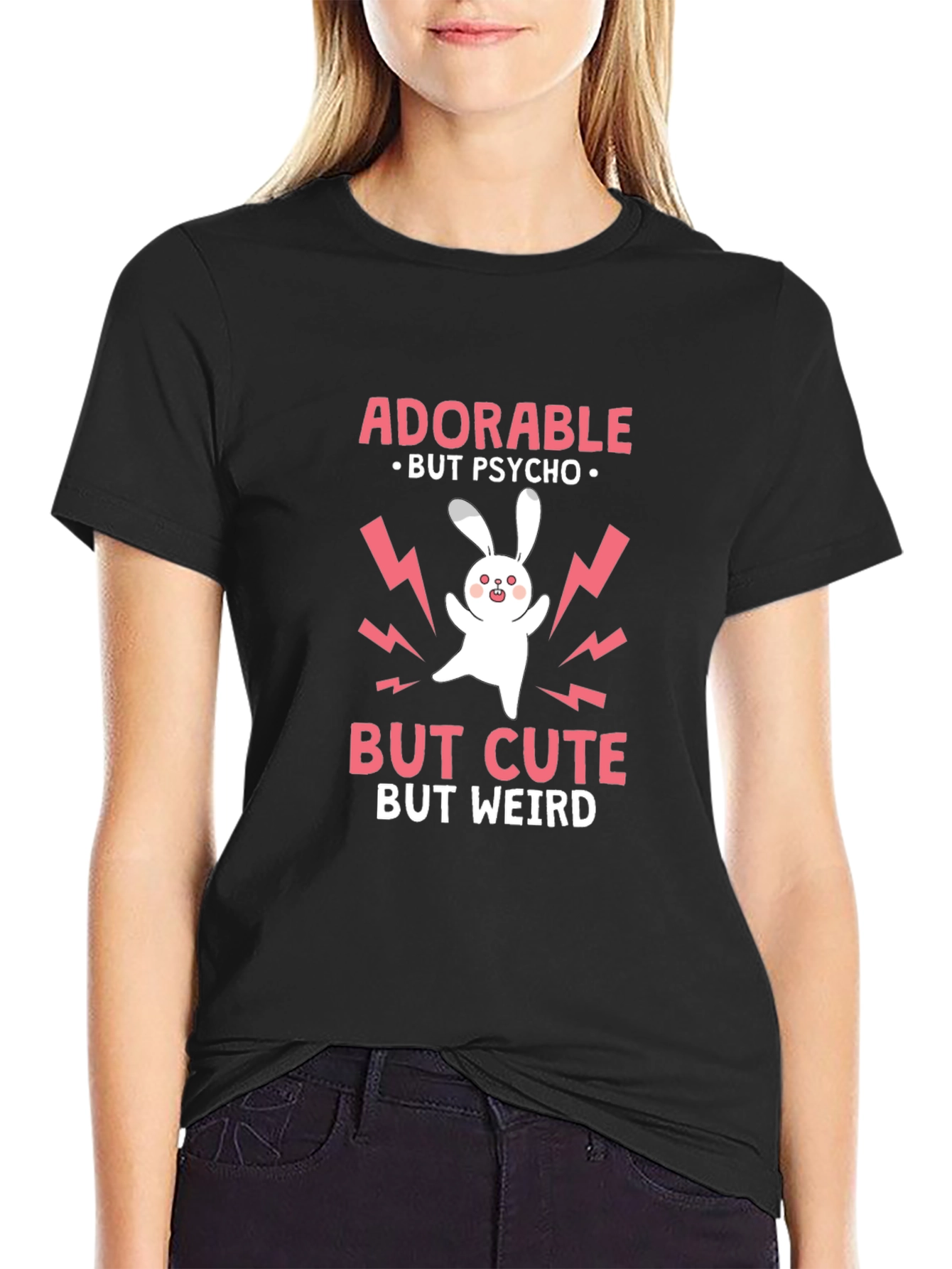 Adorable But Psycho Rabbit Graphic T-Shirt
