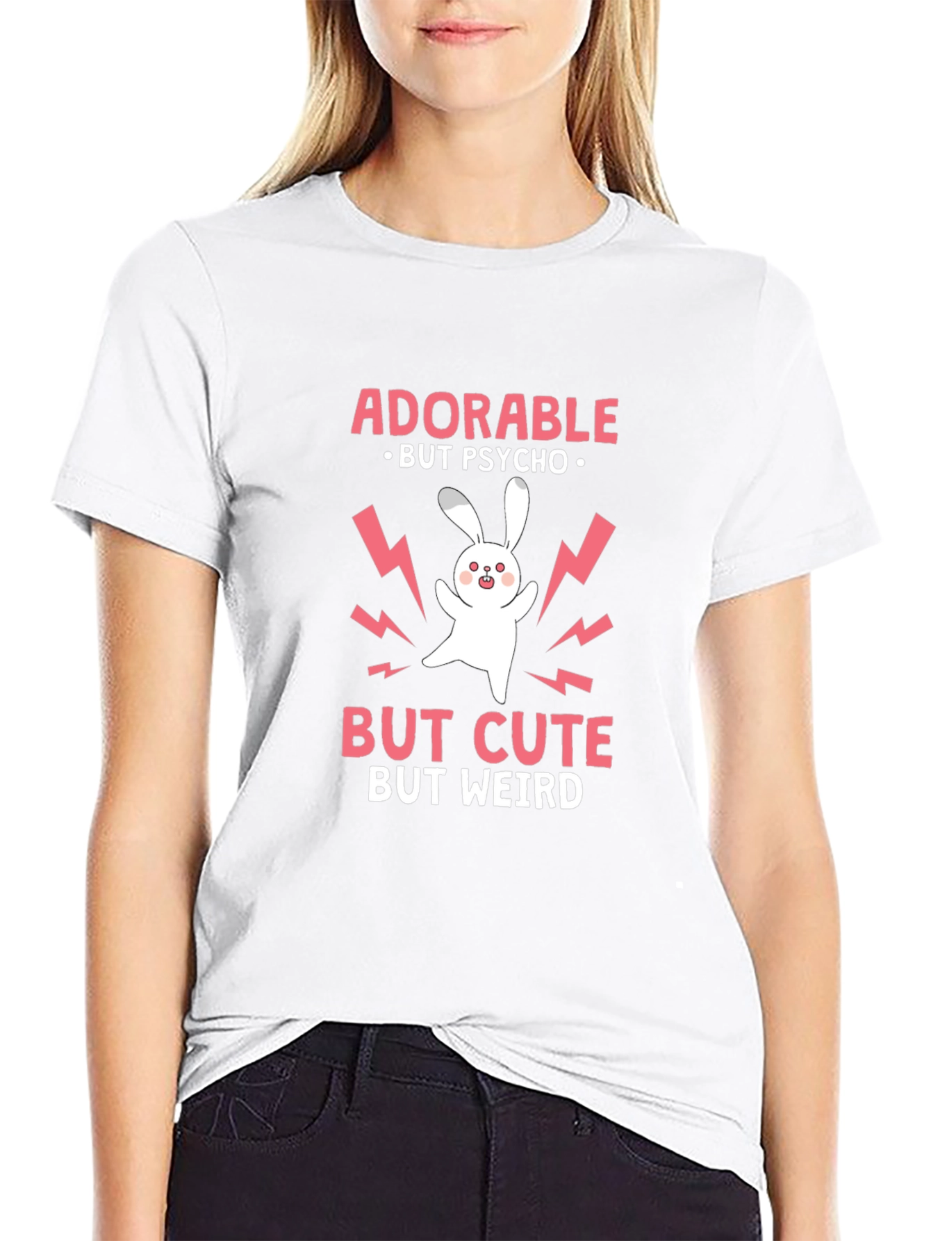 Adorable But Psycho Rabbit Graphic T-Shirt