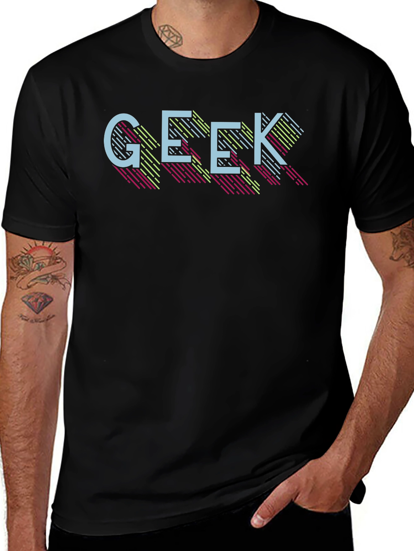 Geek Graphic Tee - Retro Style Black T-Shirt