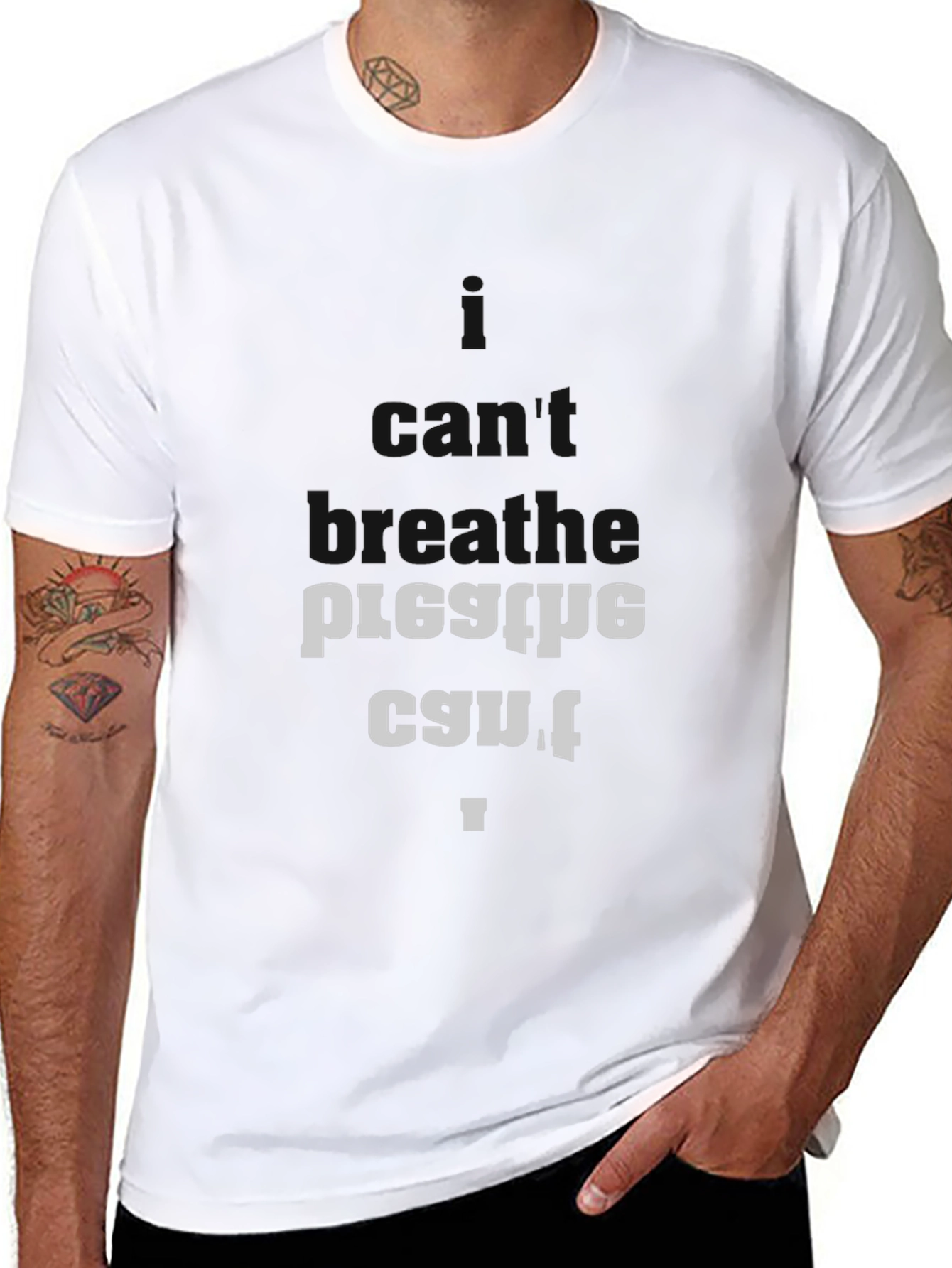 Unique Upside Down Text Black T-Shirt