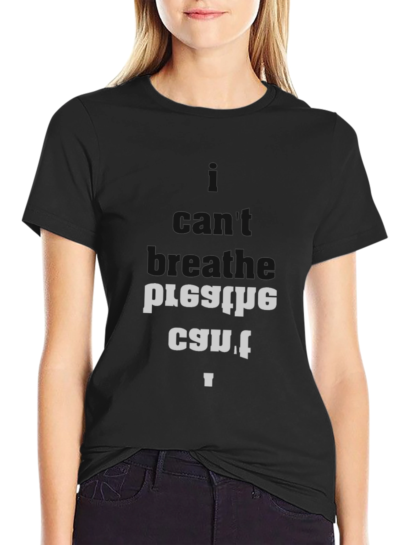 Unique Upside Down Text Black T-Shirt