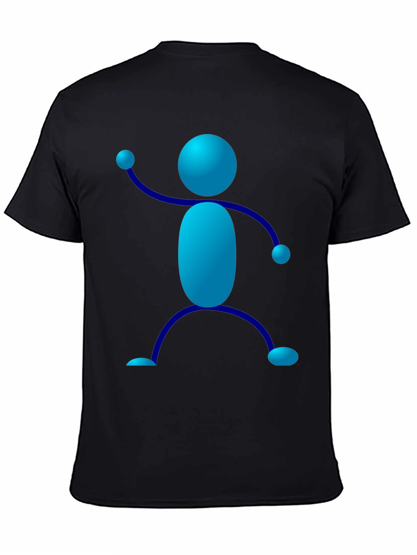 Funky Blue Stick Figure Graphic Tee - Black