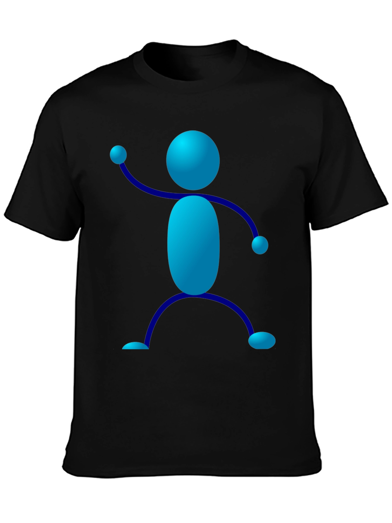 Funky Blue Stick Figure Graphic Tee - Black