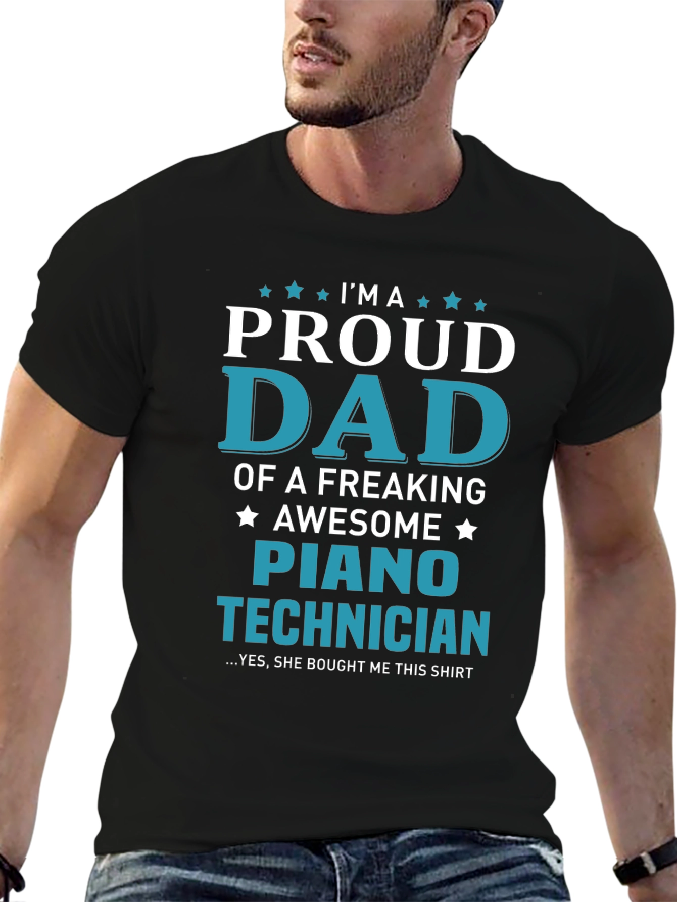 Proud Dad Piano Technician Graphic T-Shirt