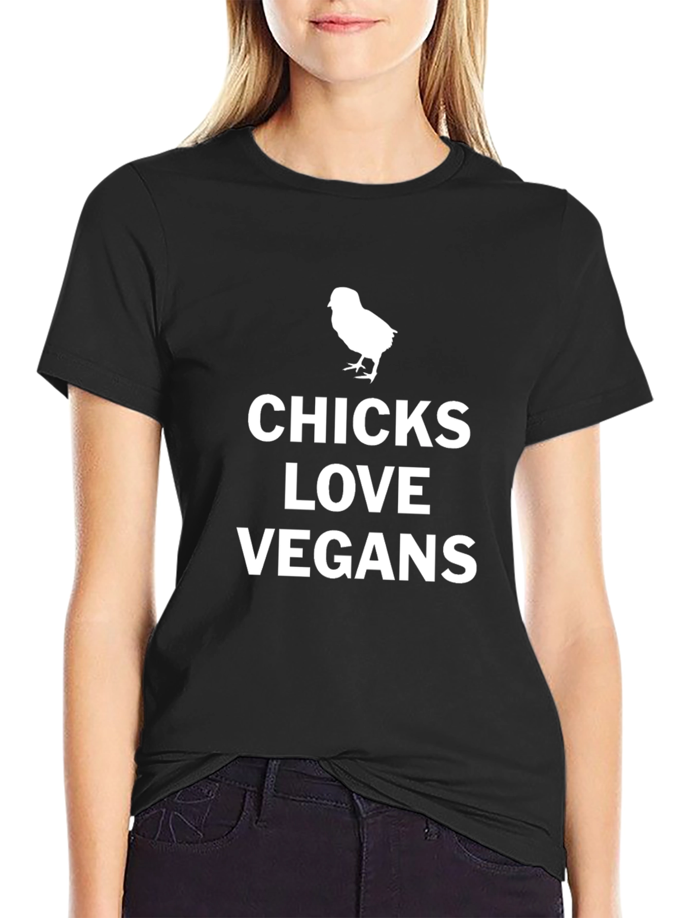 Chicks Love Vegans Black Graphic Tee