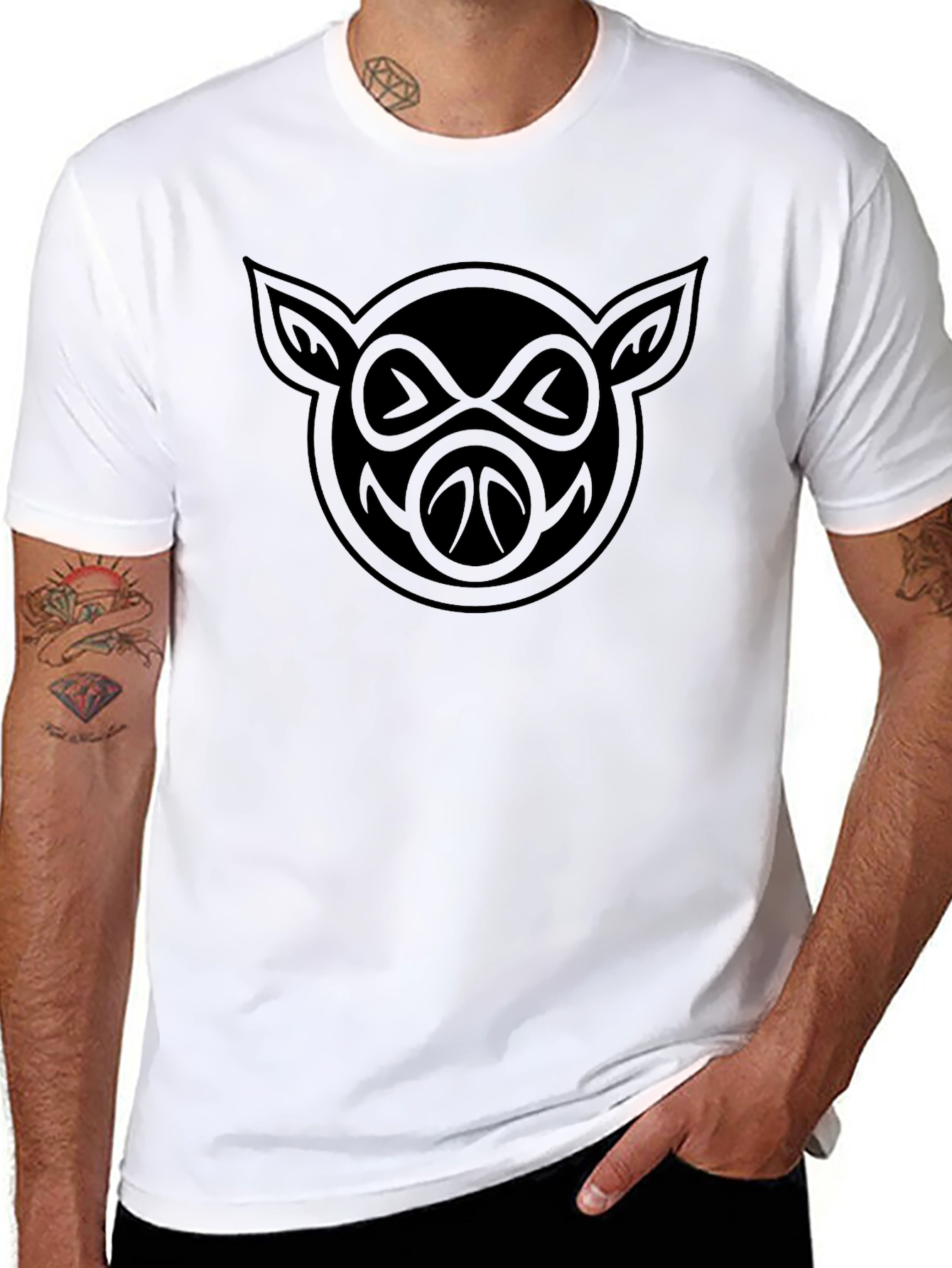 Pig Head T-Shirt - Black Graphic Tee