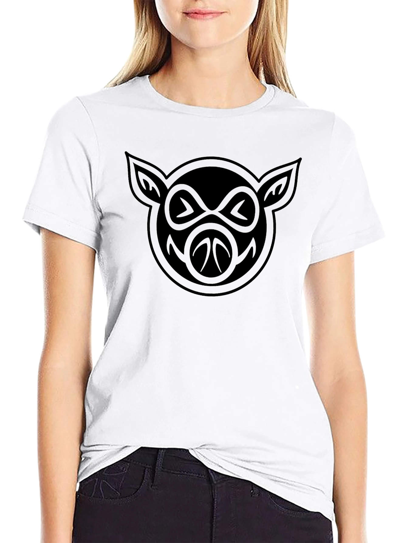 Pig Head T-Shirt - Black Graphic Tee