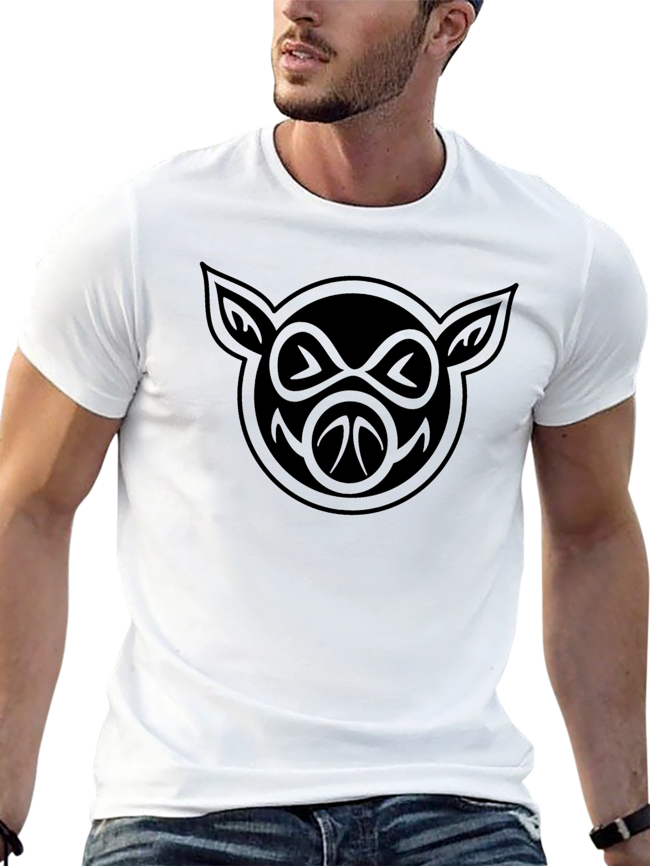Pig Head T-Shirt - Black Graphic Tee
