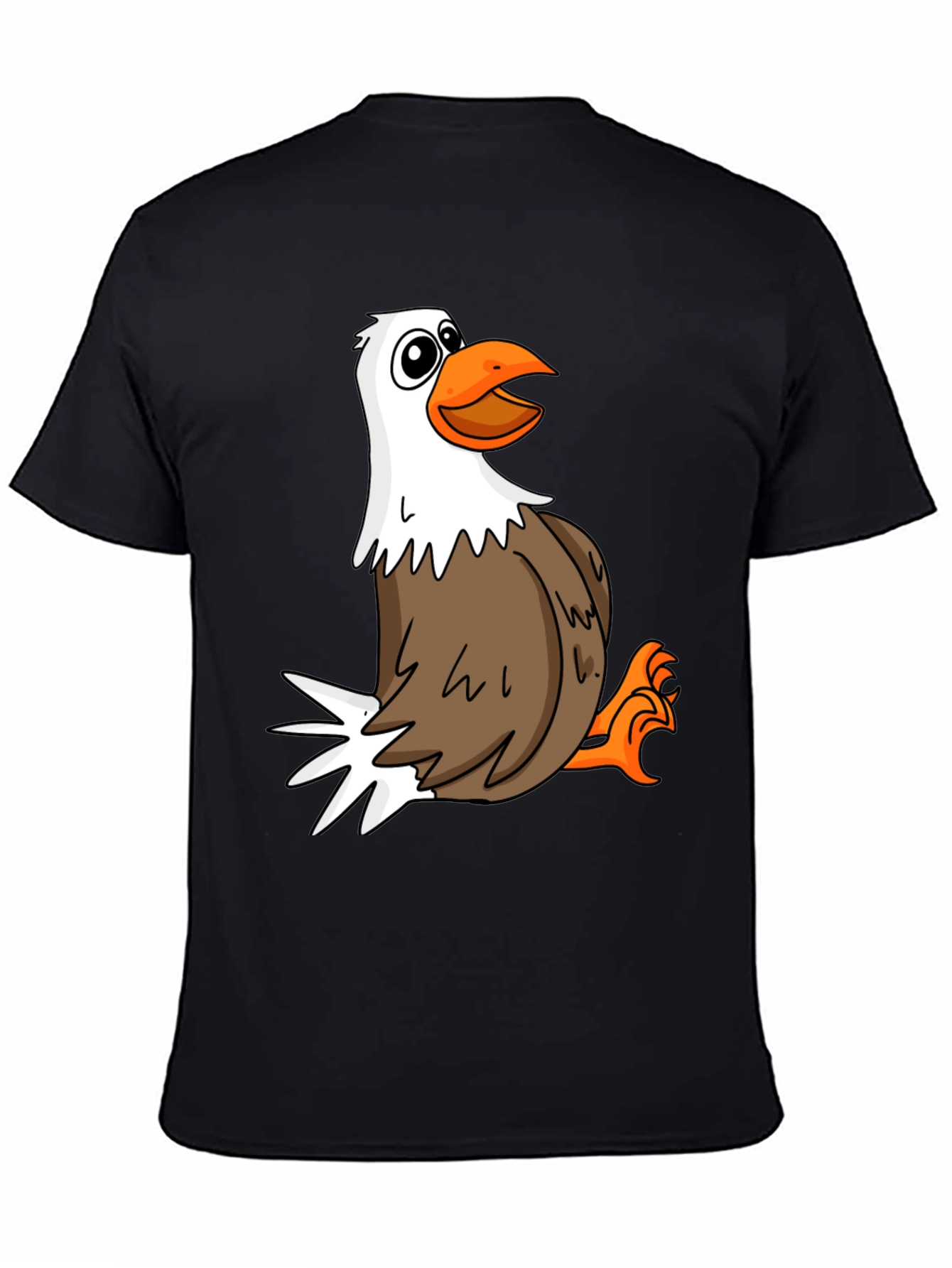 Funny Cartoon Eagle Black T-Shirt