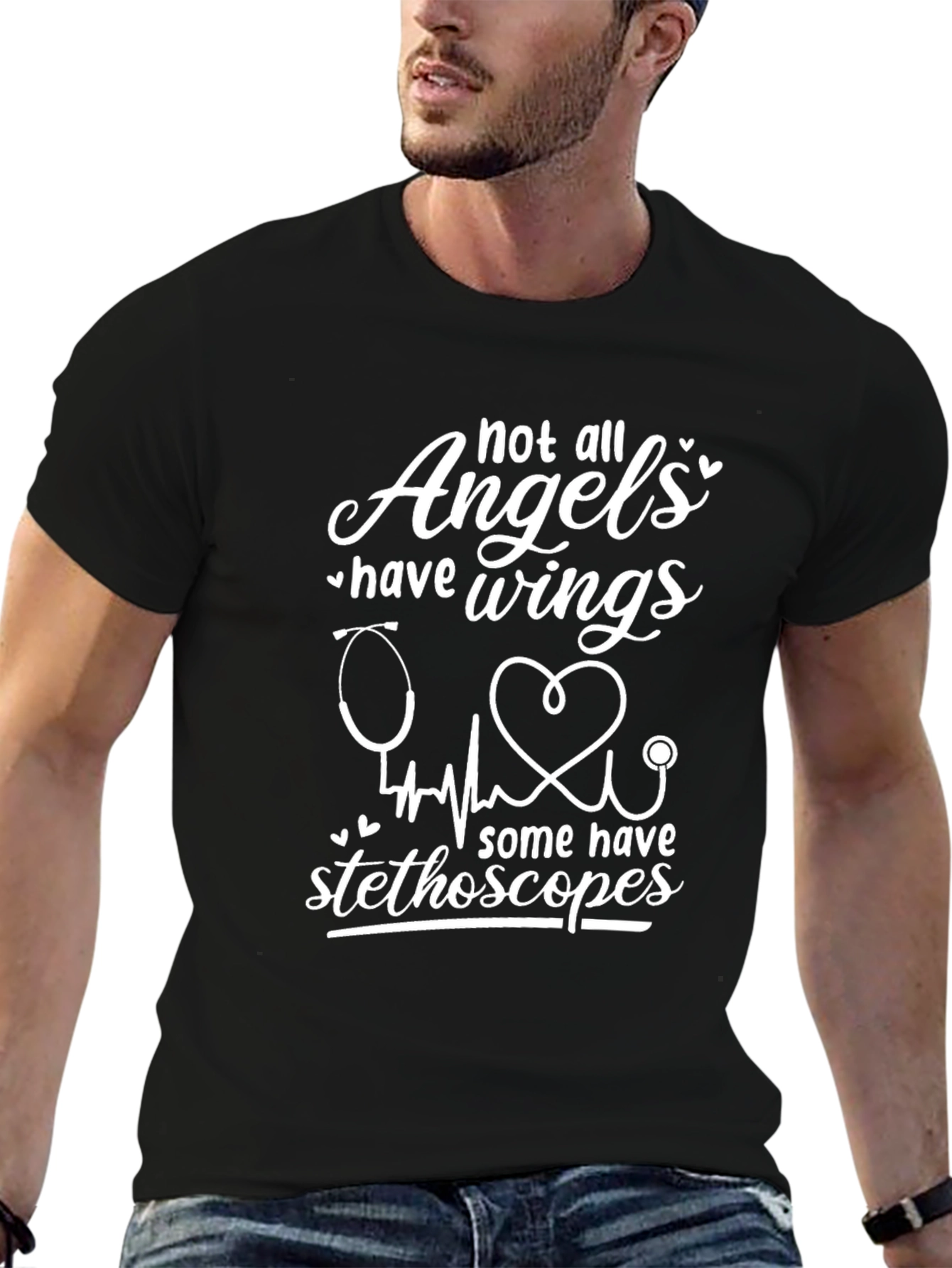 Angels Stethoscope Graphic Tee - Healthcare Hero Shirt