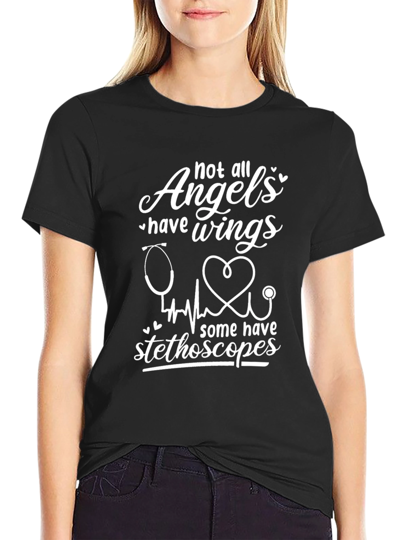 Angels Stethoscope Graphic Tee - Healthcare Hero Shirt