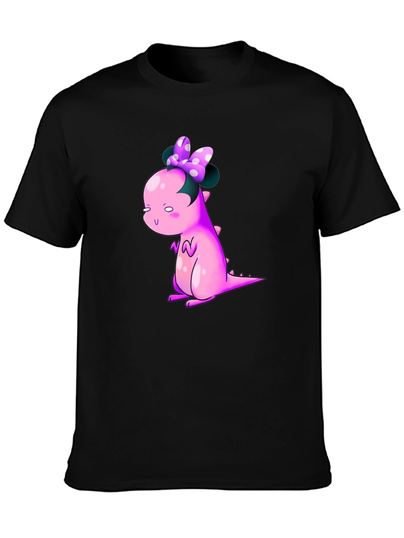 Dino Bow Tee - Cute Cartoon Dinosaur Graphic T-Shirt