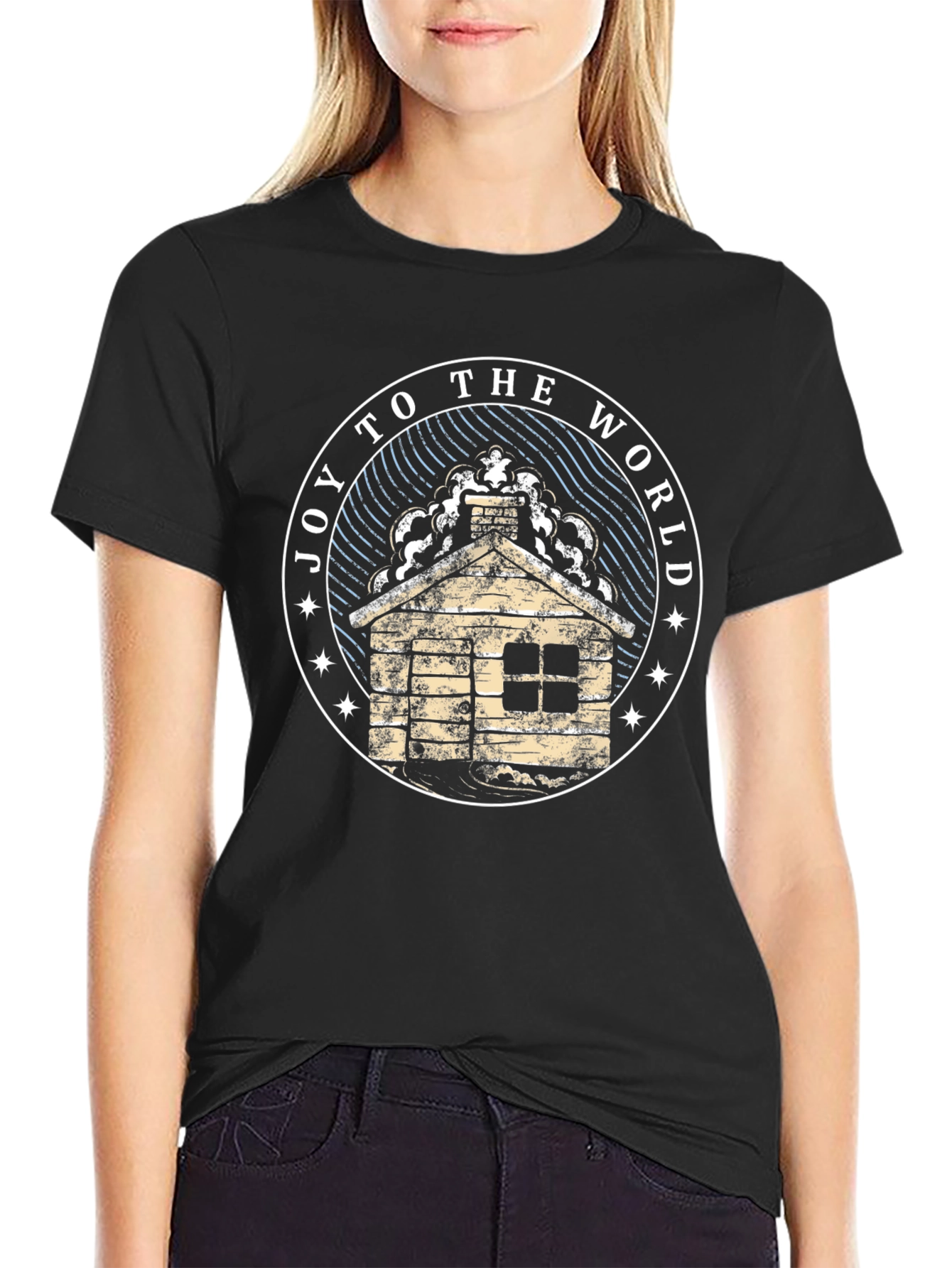 Joy To The World Cabin Graphic T-Shirt