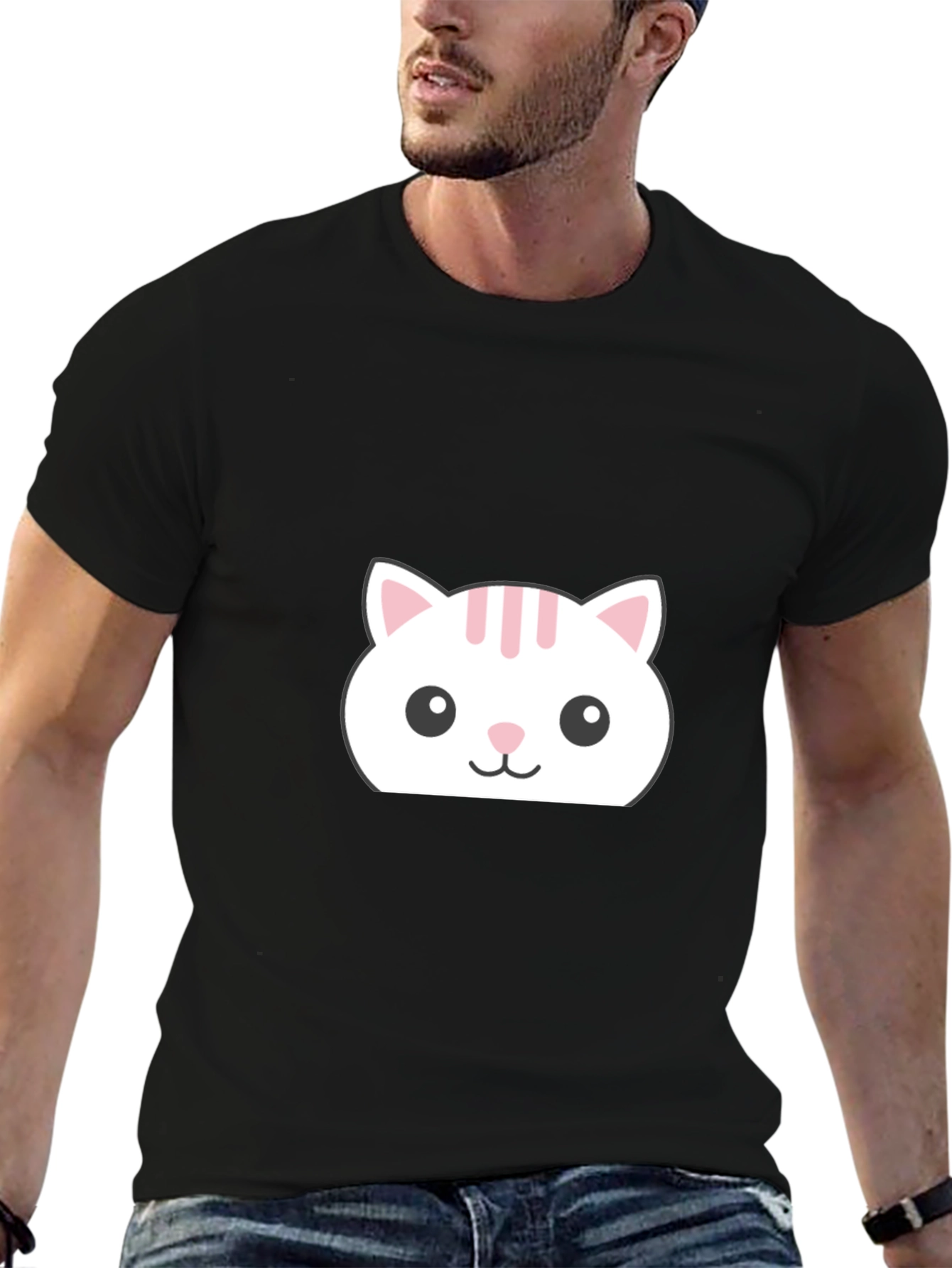 Cute Cat Tee - Black Graphic T-Shirt