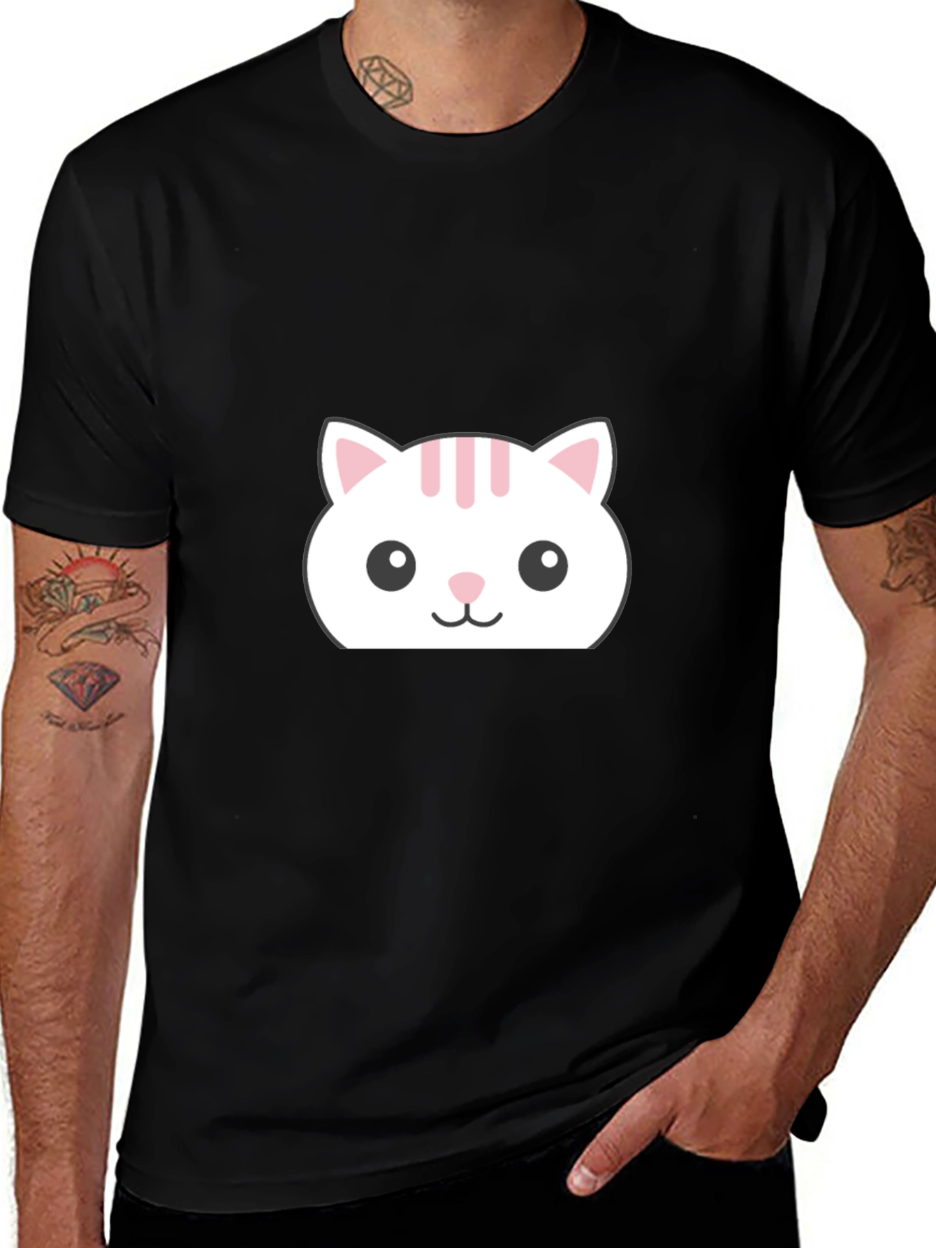 Cute Cat Tee - Black Graphic T-Shirt
