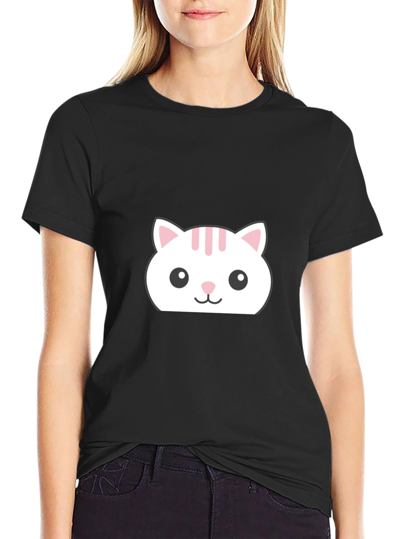 Cute Cat Tee - Black Graphic T-Shirt