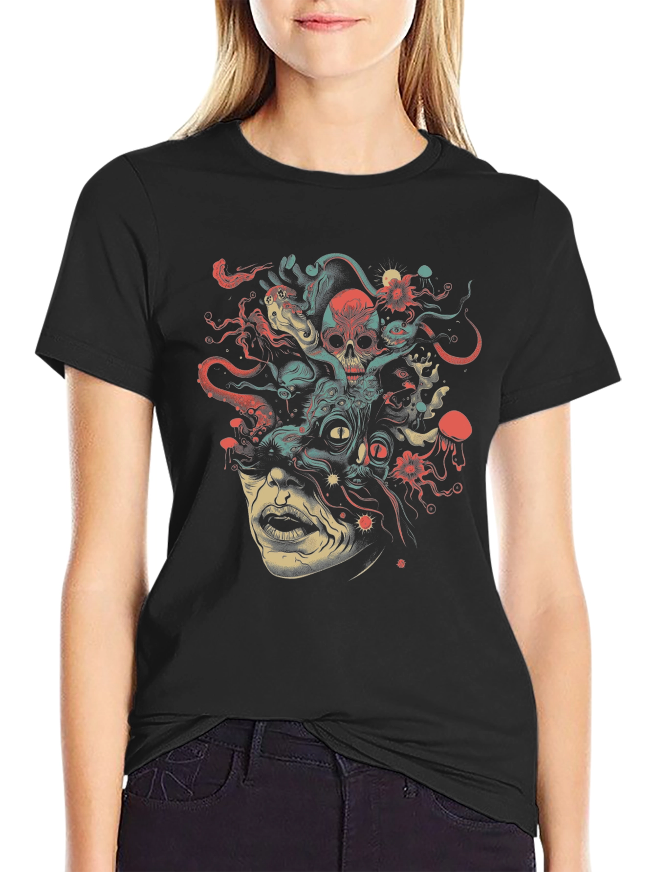Medusa Graphic Print Tee - Unique Art Shirt