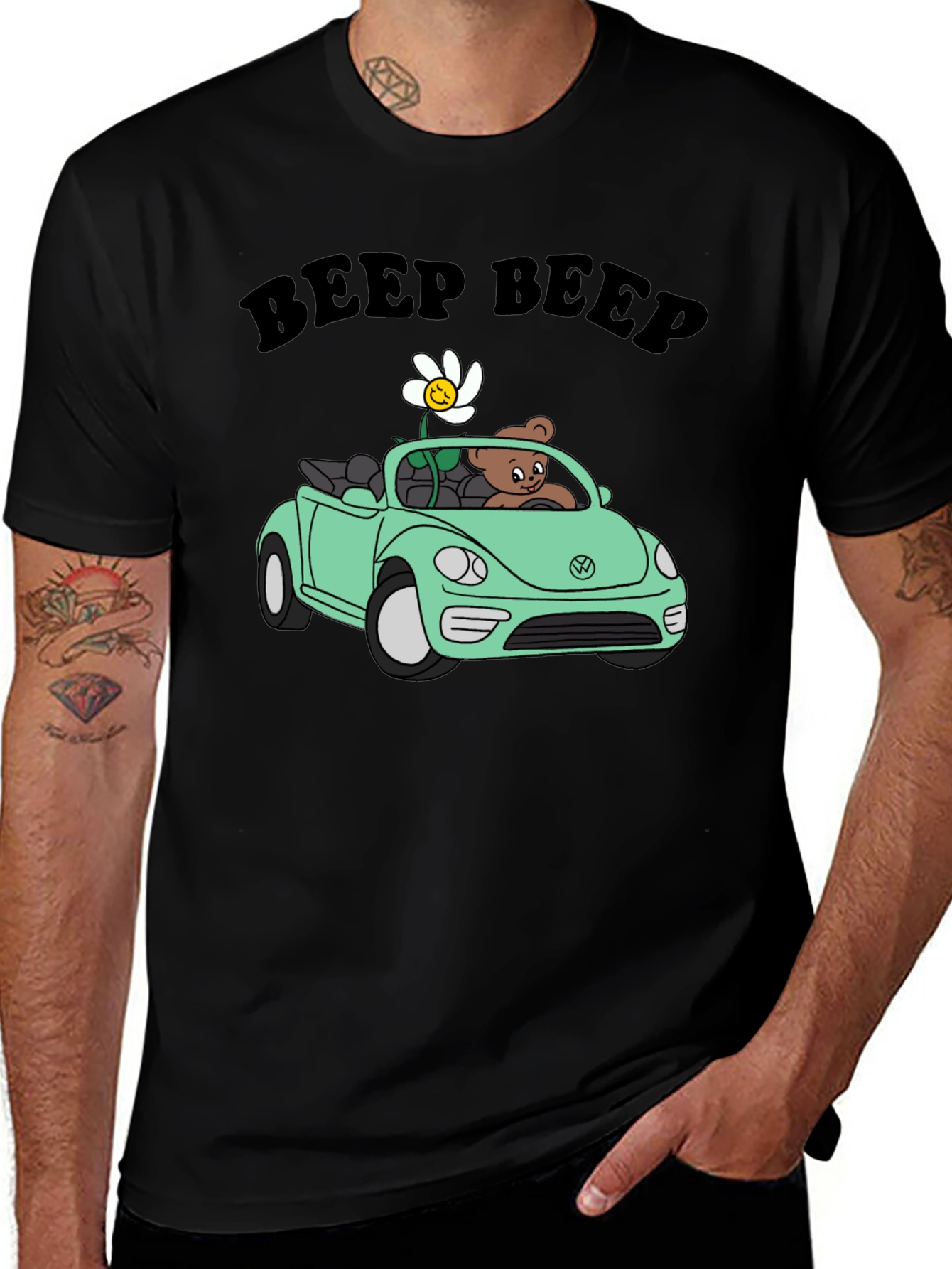 Beep Beep Bear Car Graphic T-Shirt