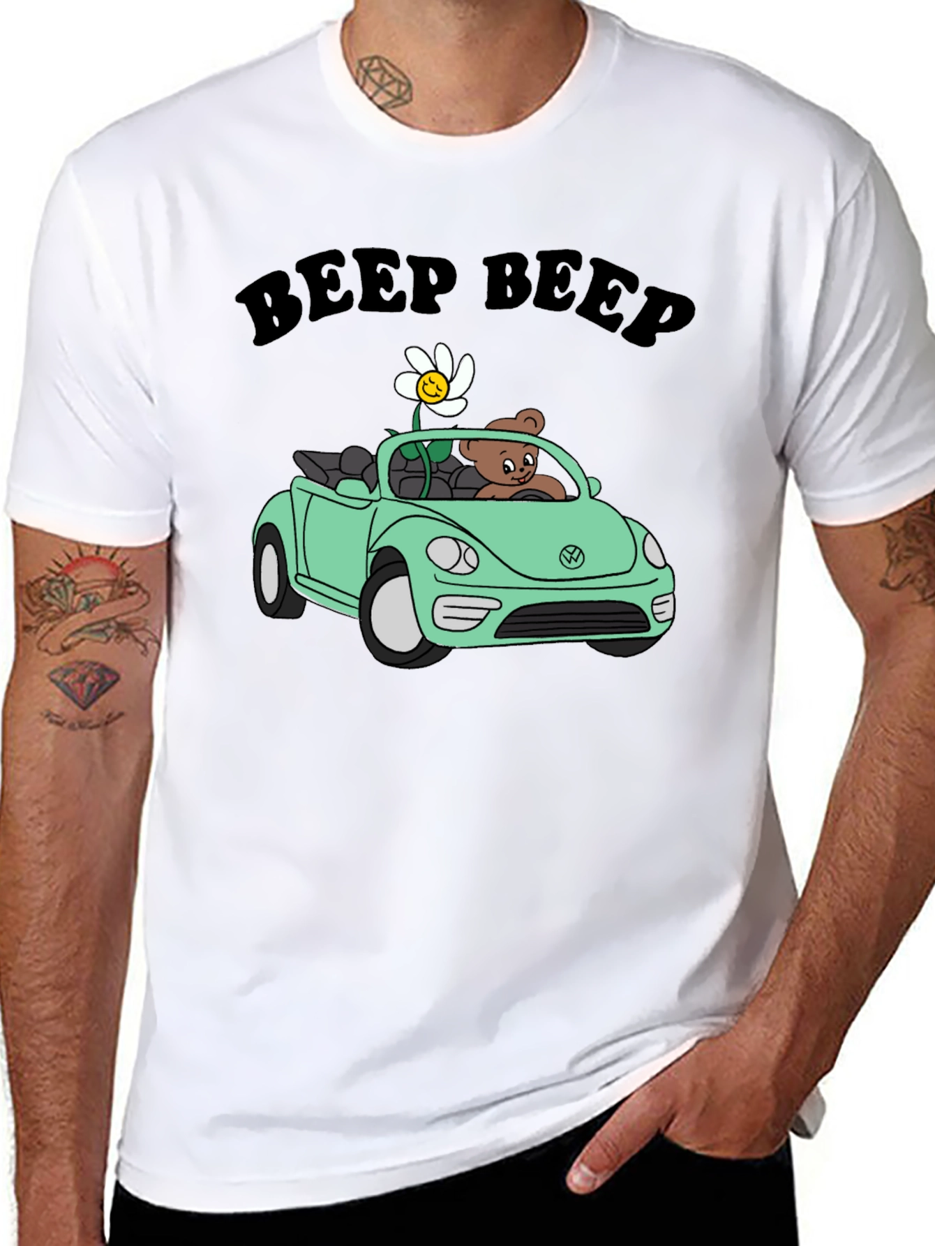 Beep Beep Bear Car Graphic T-Shirt