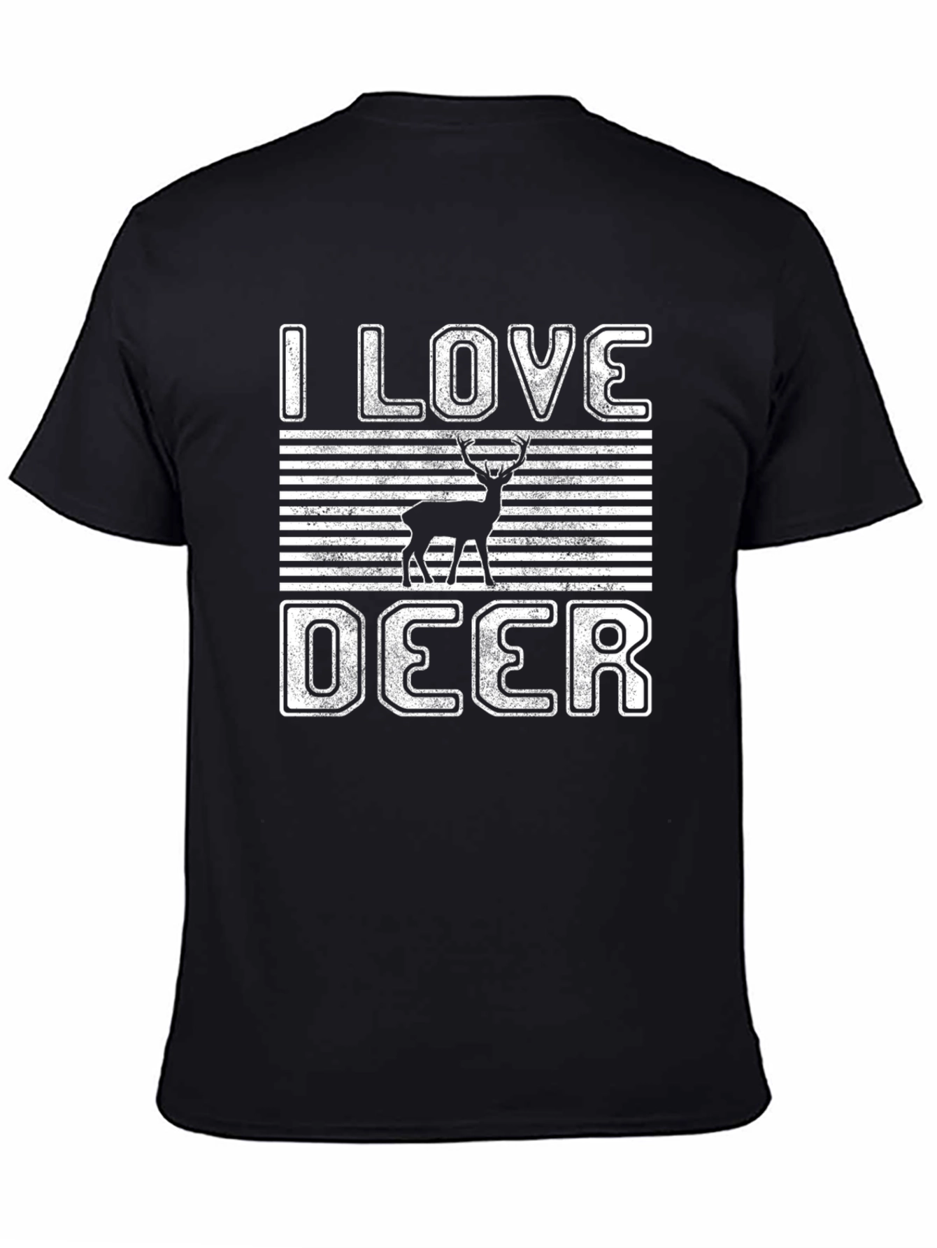 I Love Deer Graphic Tee - Black Cotton T-Shirt