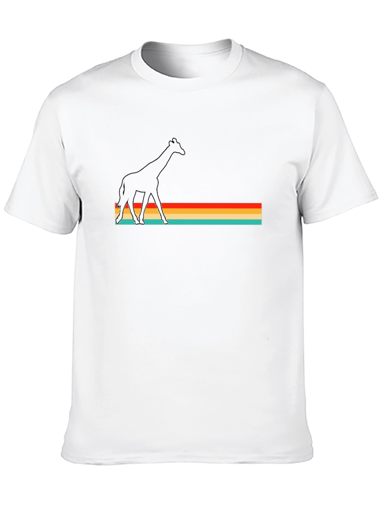 Retro Giraffe Graphic Black Tee Shirt