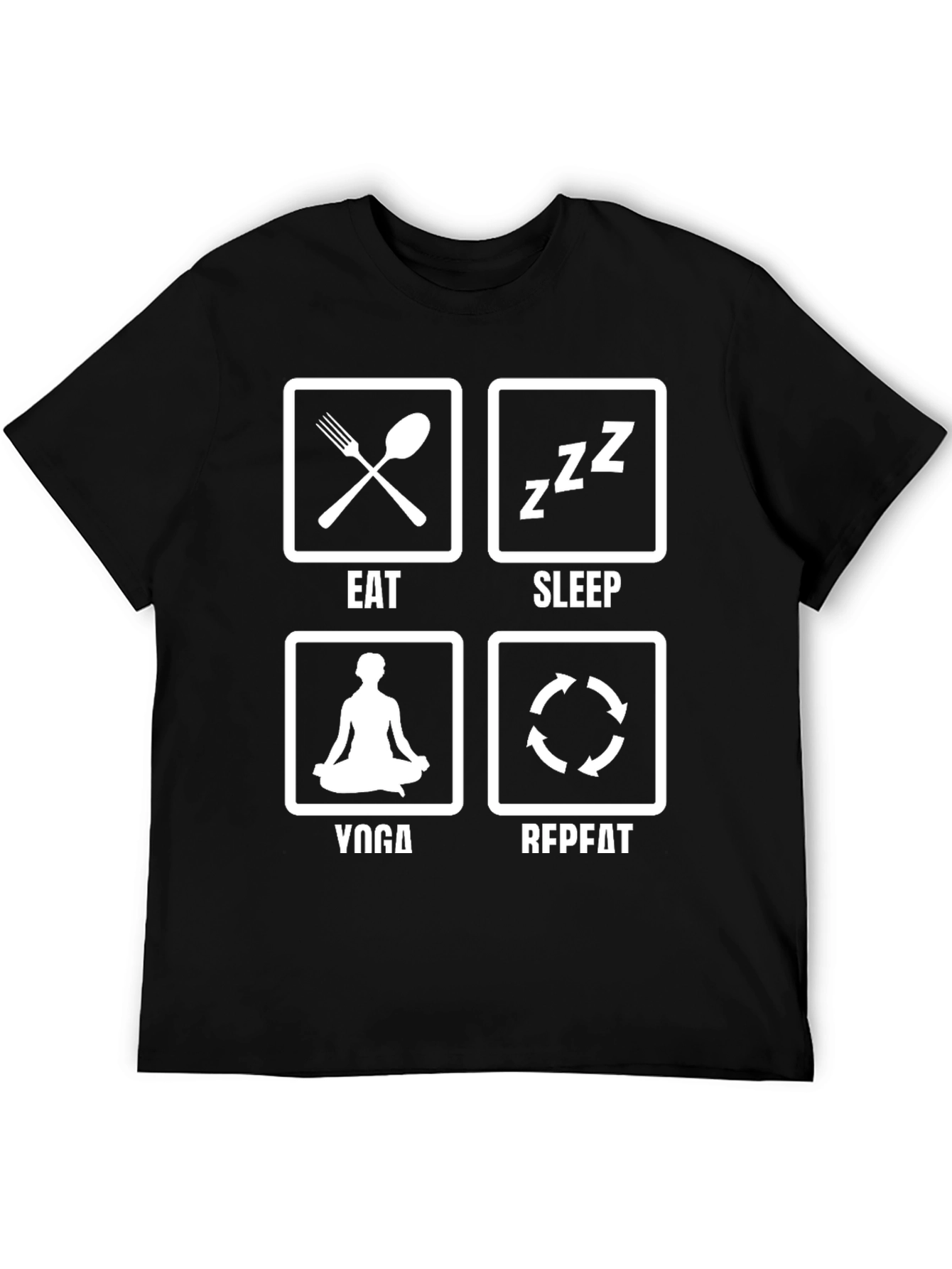 Eat Sleep Yoga Repeat T-Shirt Funny Graphic Tee