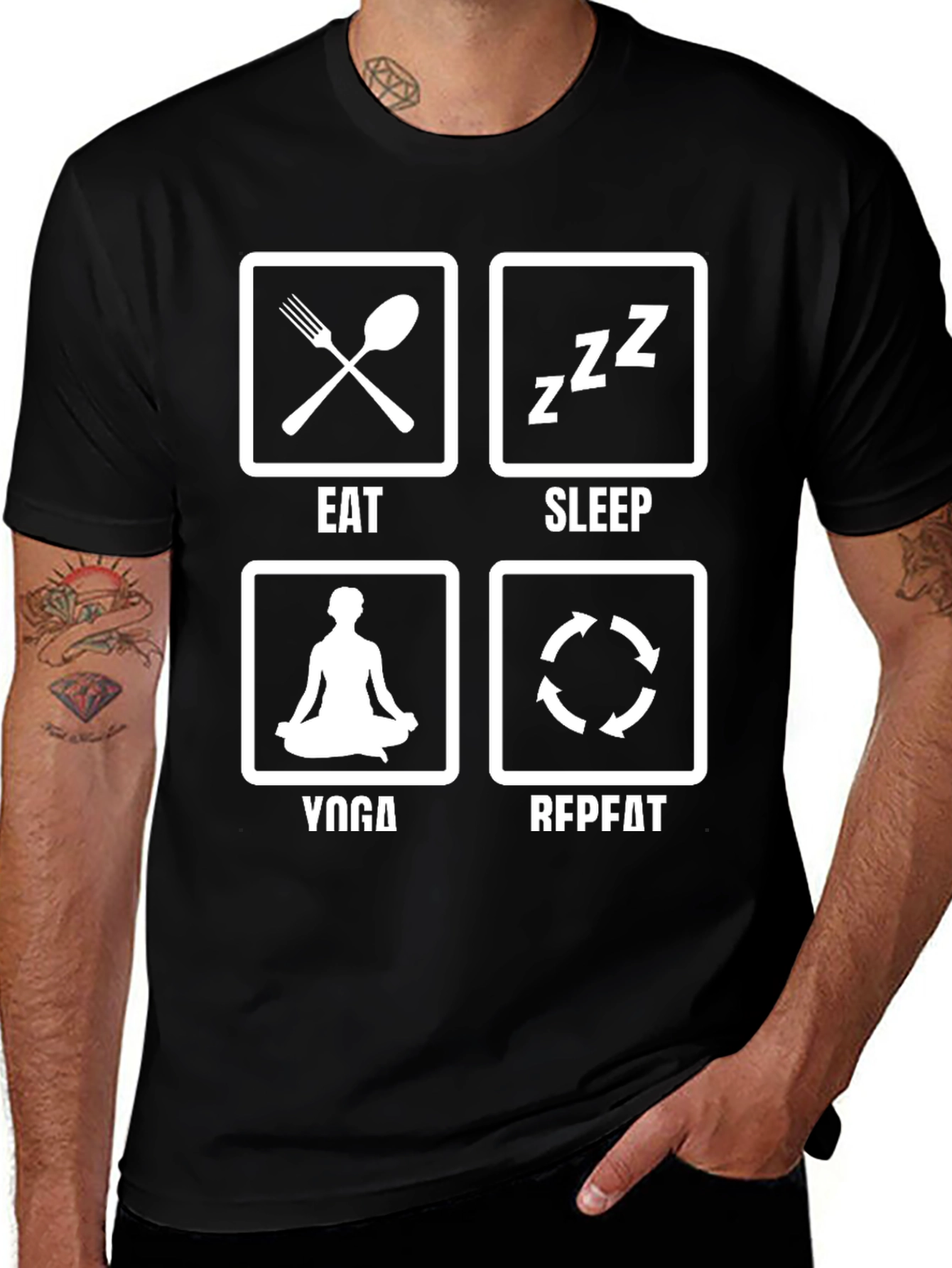 Eat Sleep Yoga Repeat T-Shirt Funny Graphic Tee