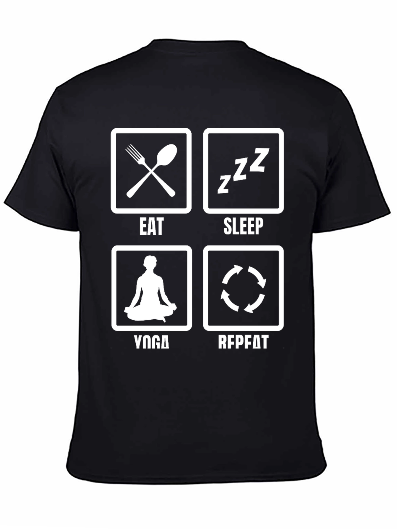 Eat Sleep Yoga Repeat T-Shirt Funny Graphic Tee